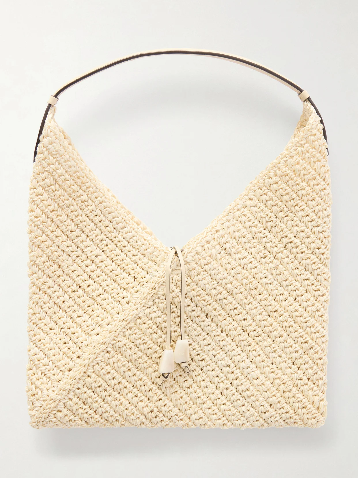 Origami Small Leather-trimmed Raffia Tote - 1