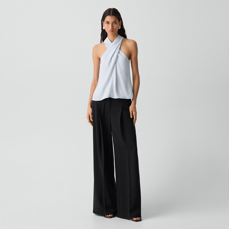 Theory Twisted Halter Top in Washed Twill outlook