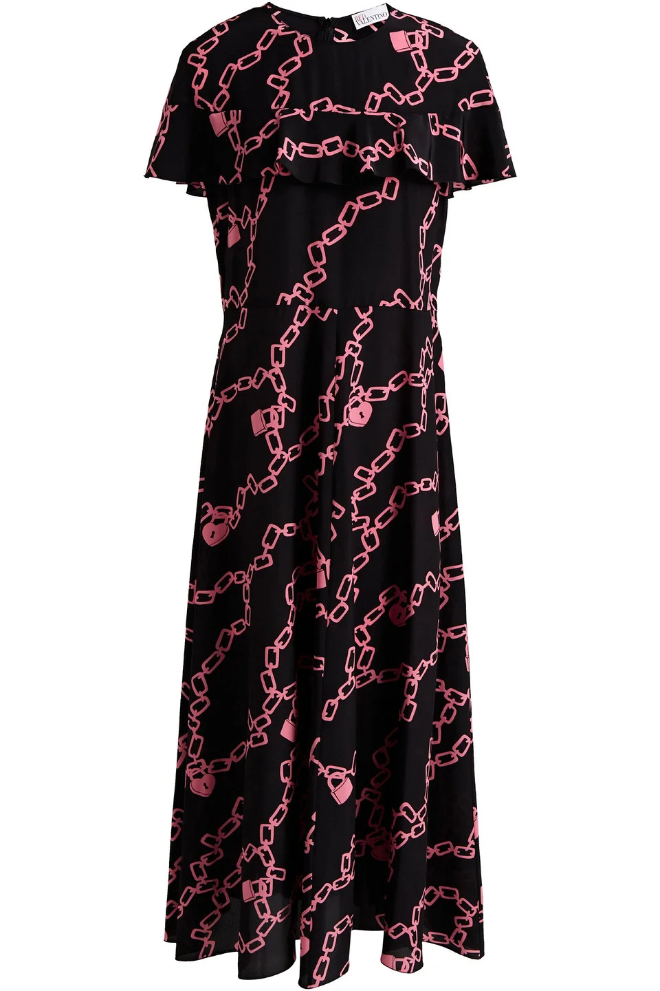 Cape-effect printed silk crepe de chine midi dress - 1