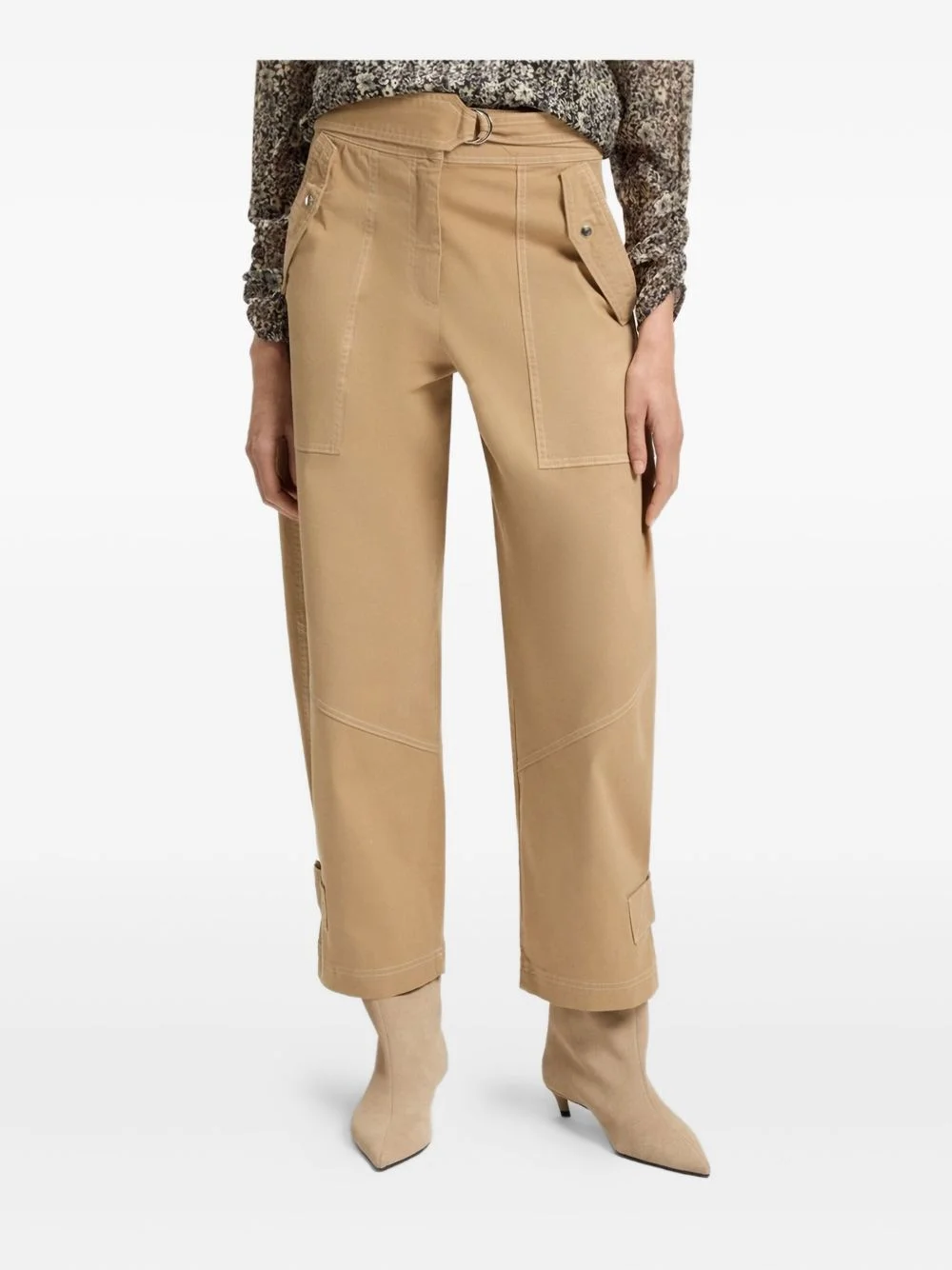 belted closure trousers - 1