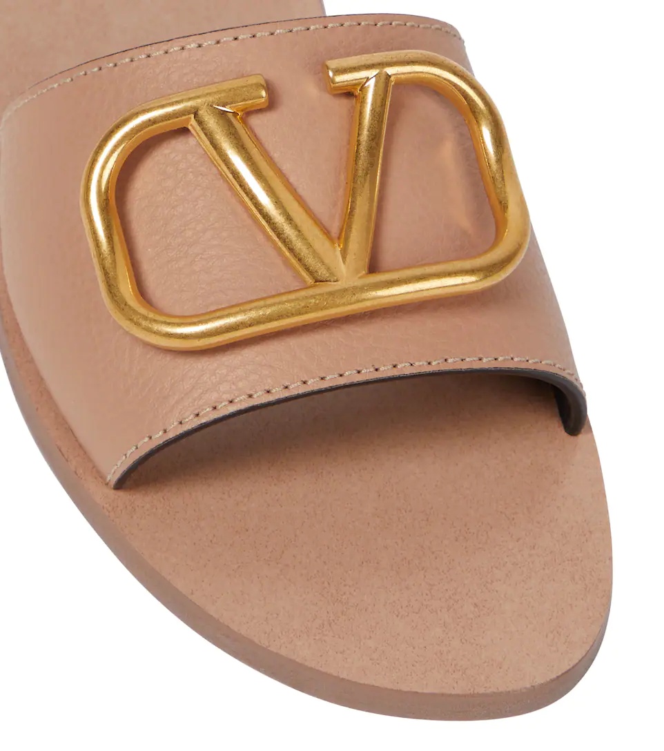 VLogo leather slides - 6