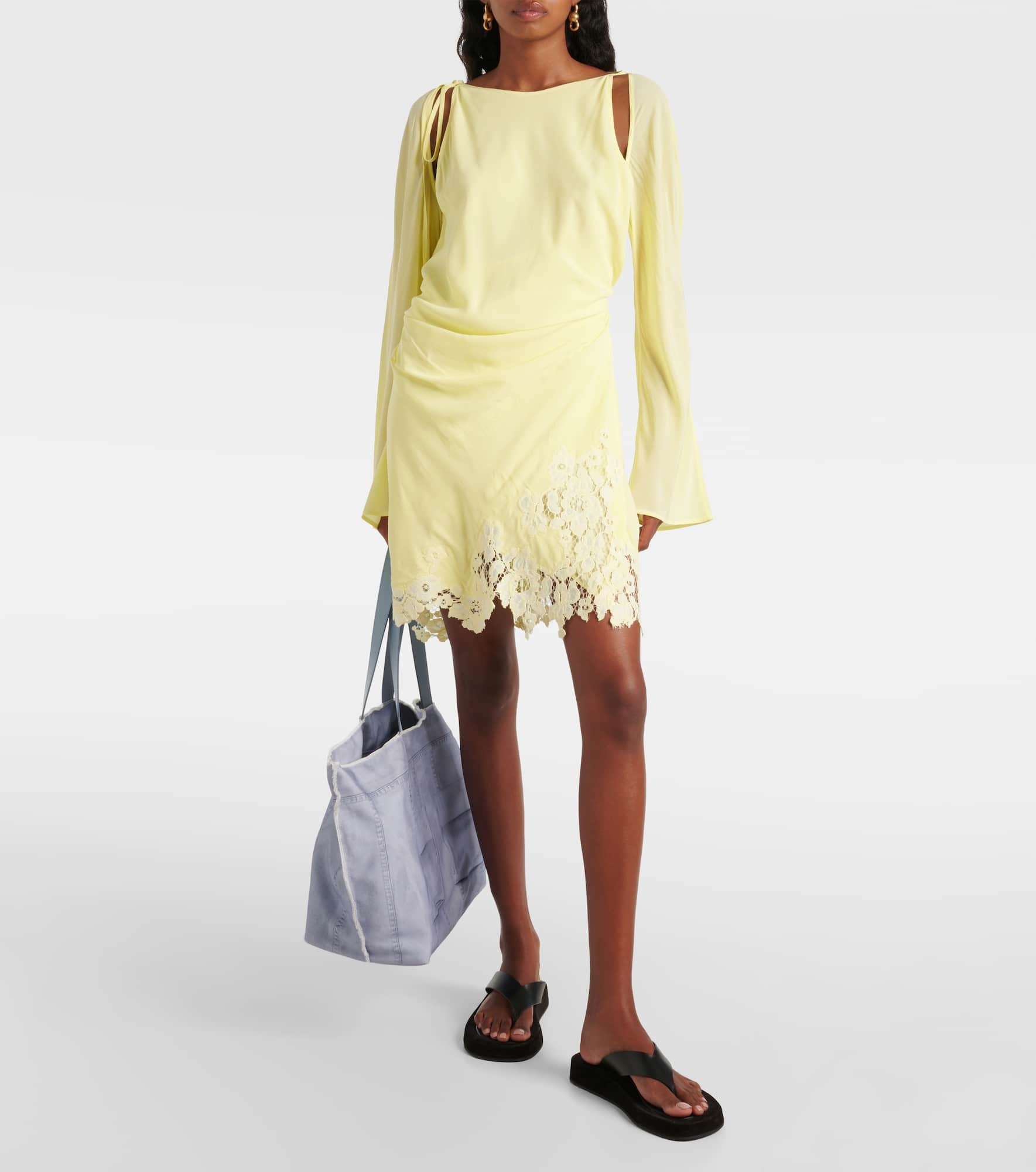 Cutout lace-trimmed minidress - 2