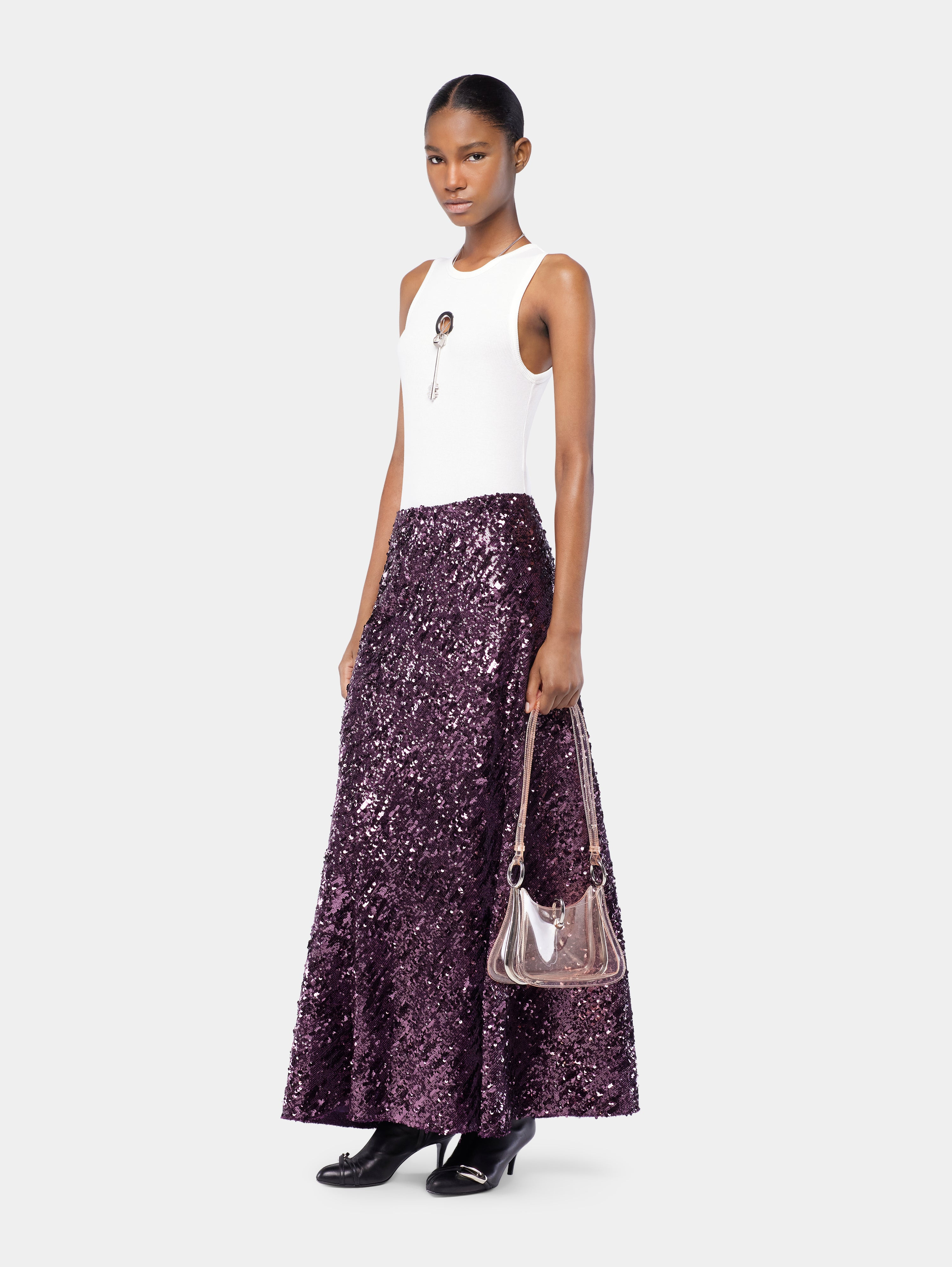 MIDI SKIRT IN JERSEY WITH SEQUIN DETAILS - 3