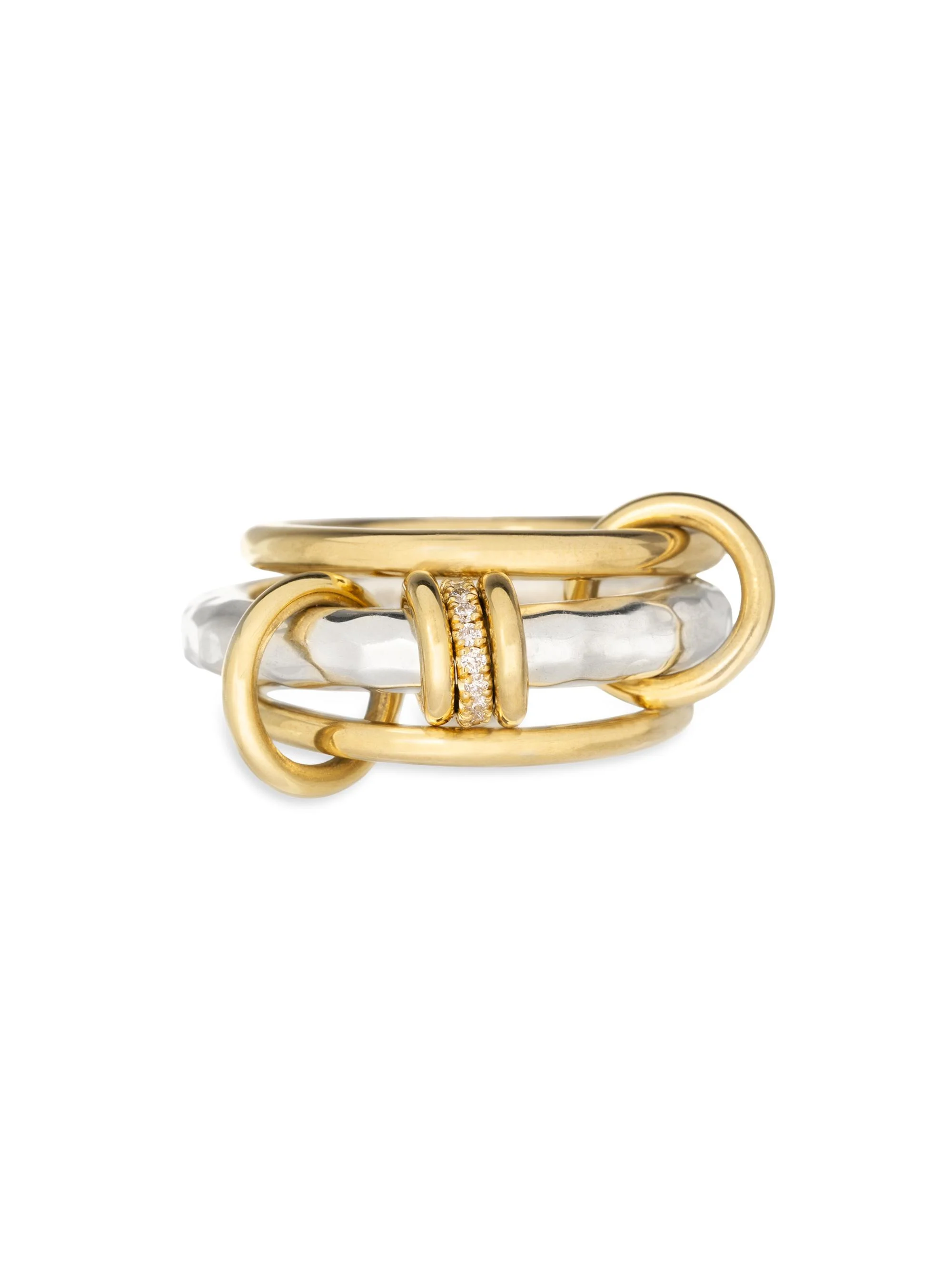 Women's Gemini Vulcan 18K Yellow Gold, Sterling Silver & 0.09 Diamond Three-Band Ring - Gold - 1