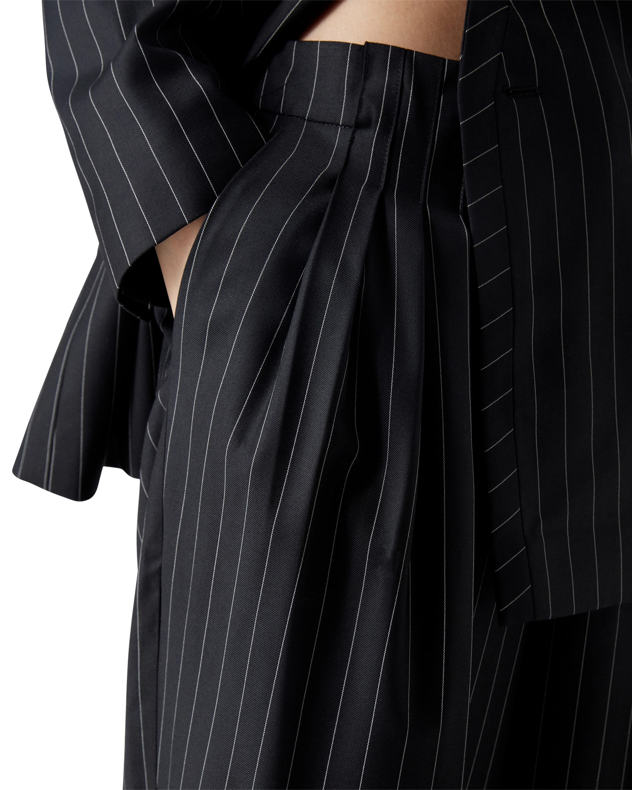 Wool Pinstripe Triple Pleat Tailored Trousers | Casablanca Paris - 4