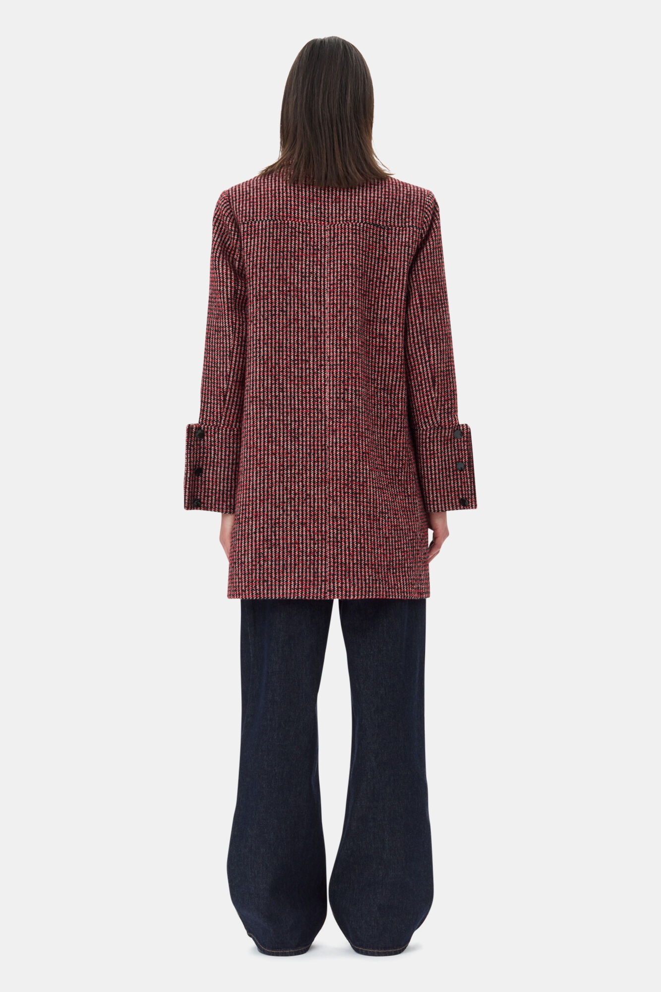 RED CHECK MIDI JACKET - 5