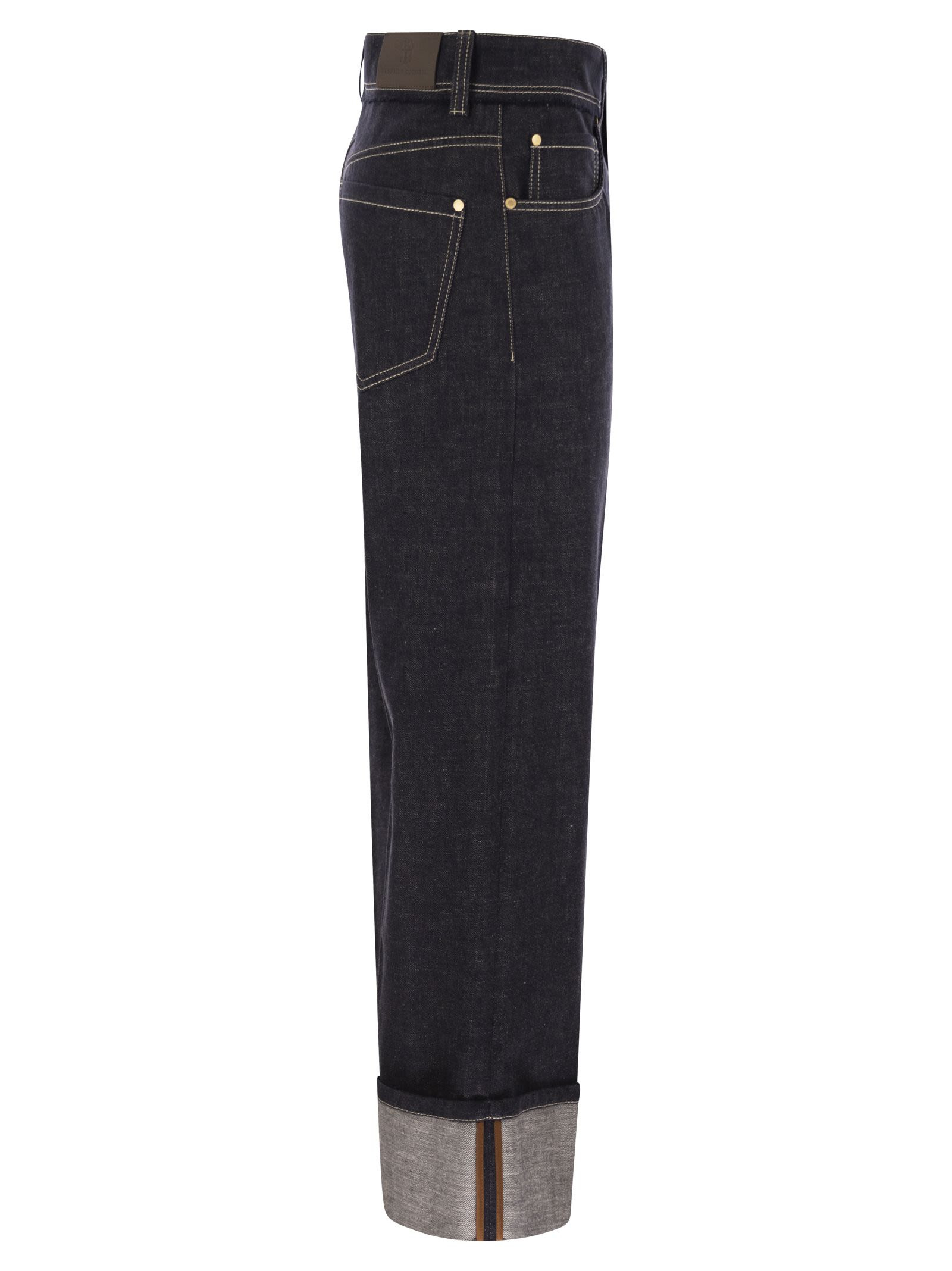 Brunello Cucinelli Women Crop Denim Trousers With Turn-Ups - 3