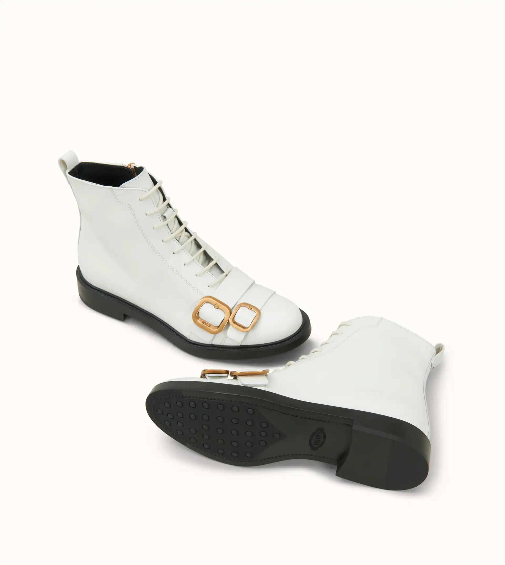 ANKLE BOOTS IN LEATHER - WHITE - 5