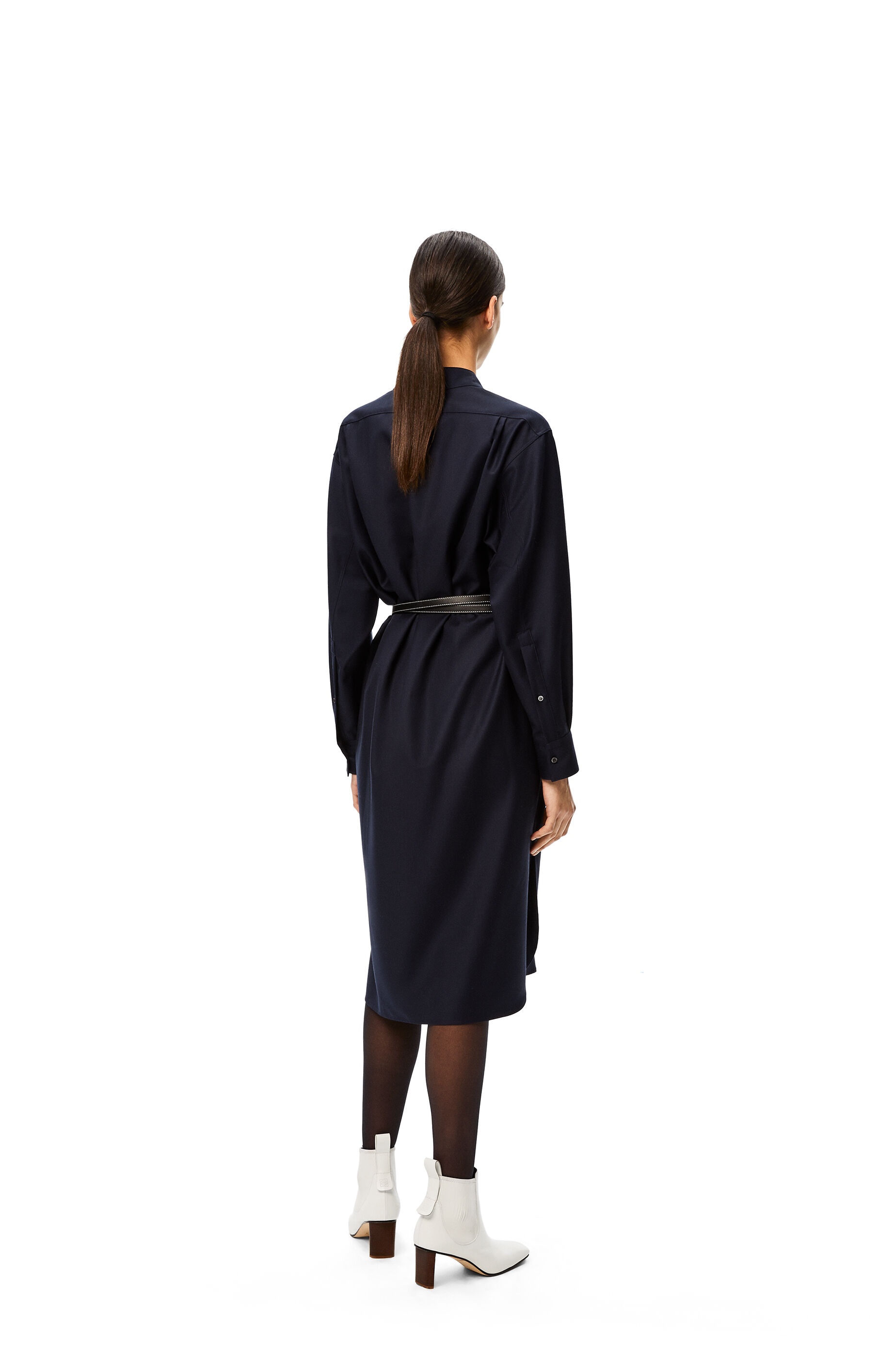 Asymmetric shirtdress in wool - 3