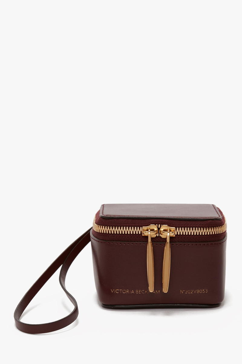 Micro Vanity Wristlet In Burgundy Leather 1