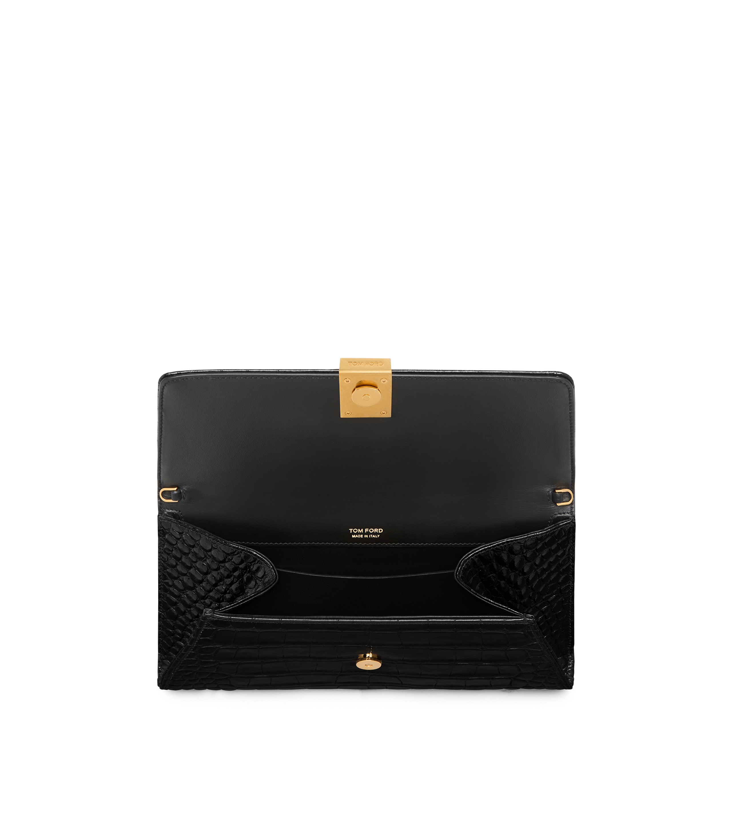 SHINY STAMPED CROCODILE LEATHER NOBILE CLUTCH - 4