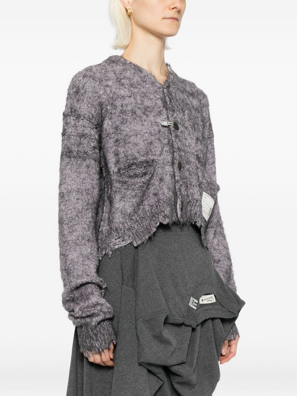 raw edge cardigan - 3