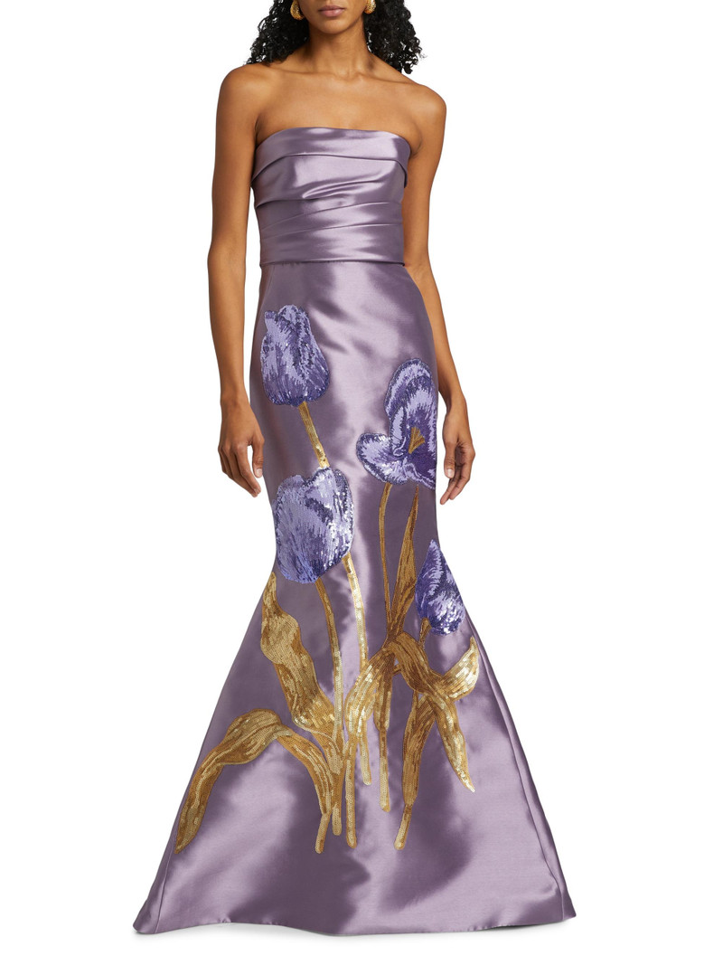 Women's Sequin Floral Mermaid Gown - Violet 3