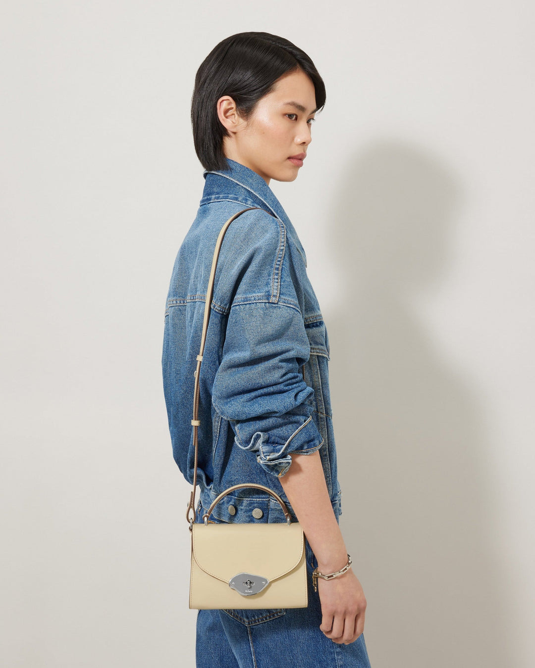 Small Lana Top Handle Buttermilk Soft Patent - 2