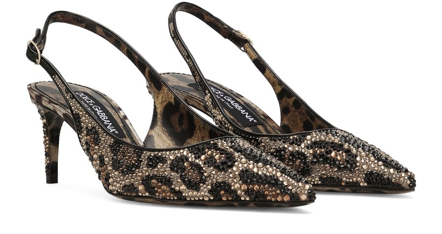 Satin slingbacks with rhinestones - 2