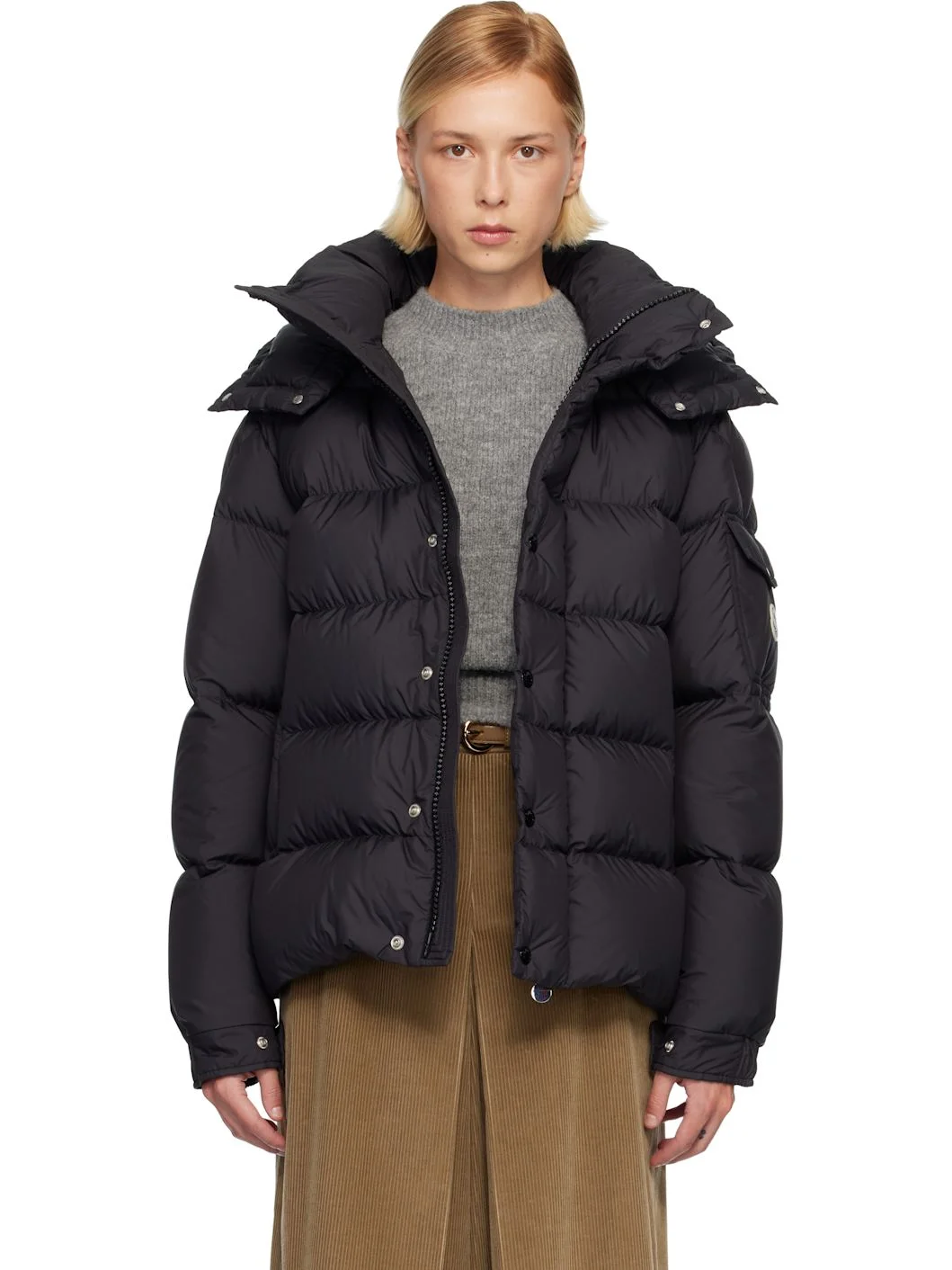 Black Maya 70 Hooded Short Down Jacket - 1