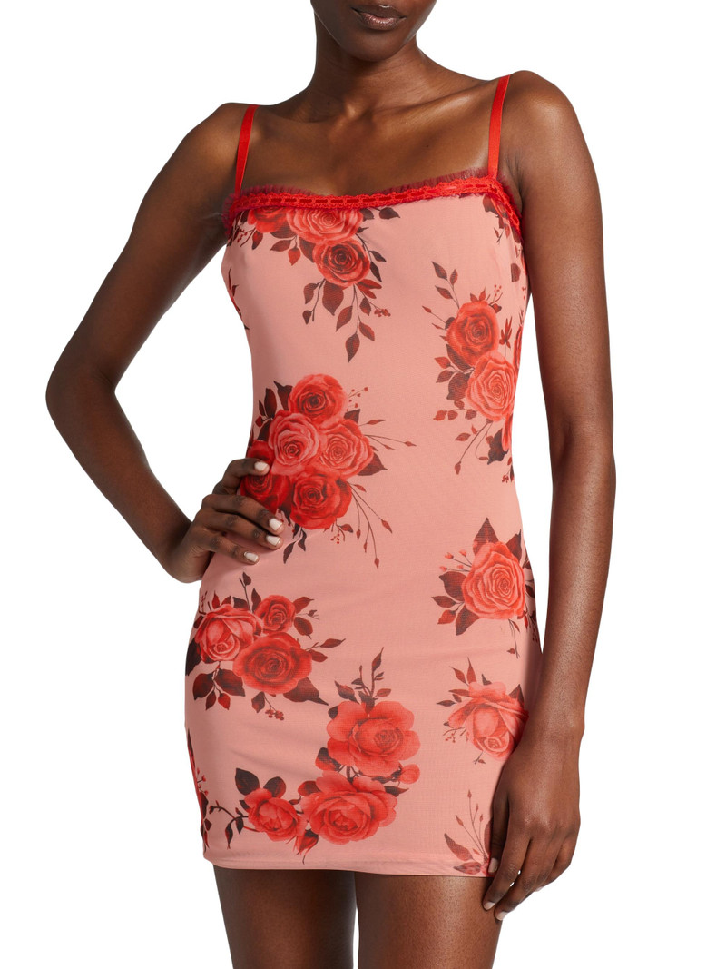 Women's Floral Mesh Minidress - Pink Rose 3