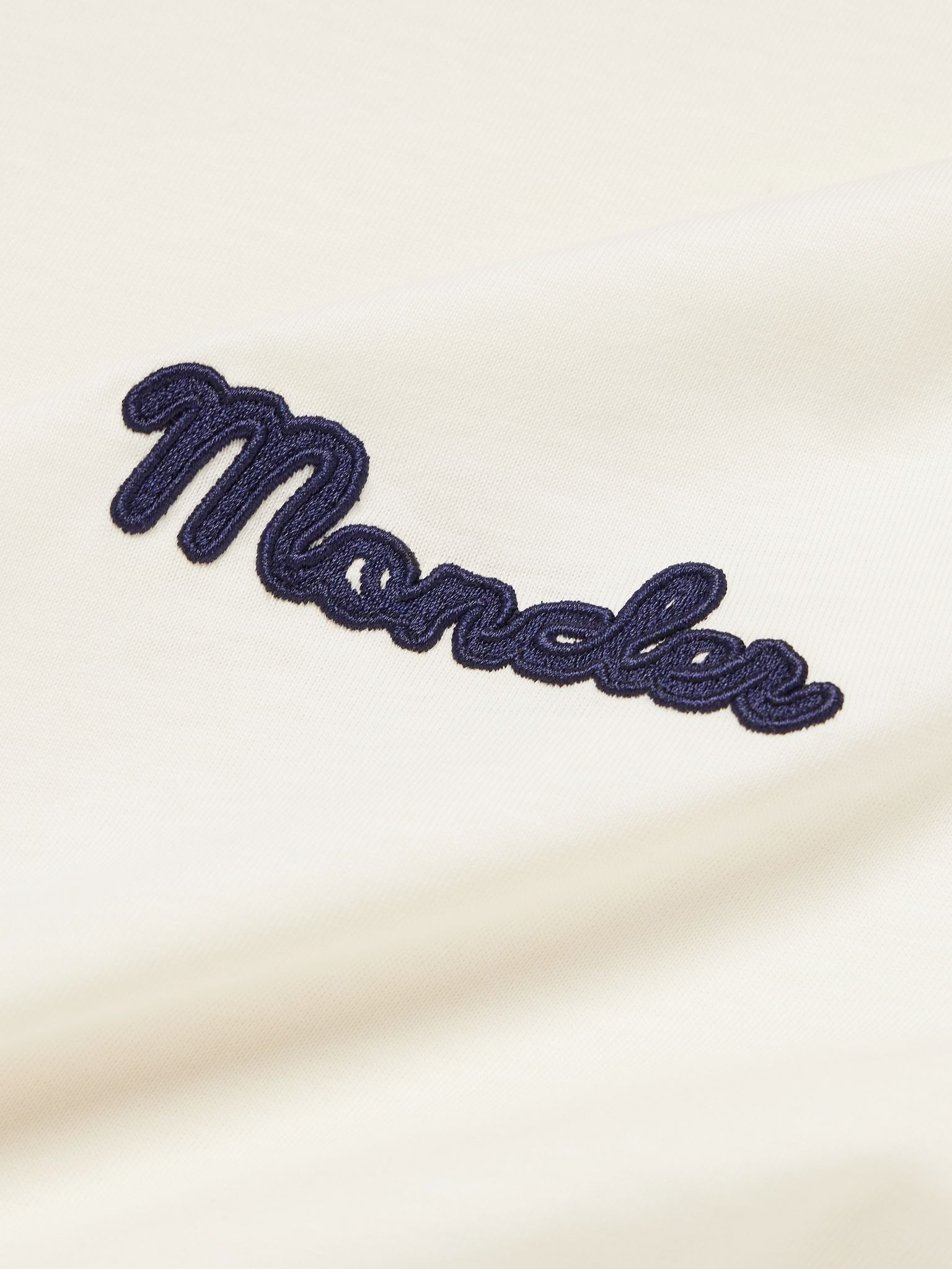 Striped Stretch-Knit Trimmed Logo-Appliquéd Cotton-Jersey T-Shirt Off-white - 5