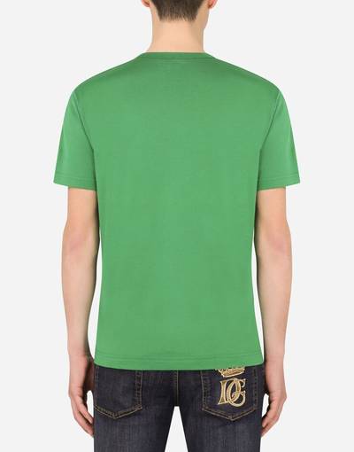 Dolce & Gabbana Cotton V-neck T-shirt with branded plate outlook