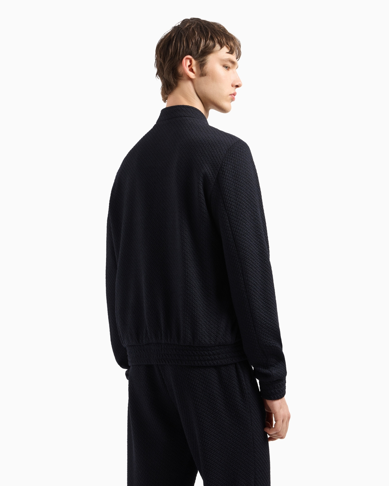 BLOUSON IN 3D-EFFECT JERSEY-WOOL BLEND STRETCH KNIT - 3
