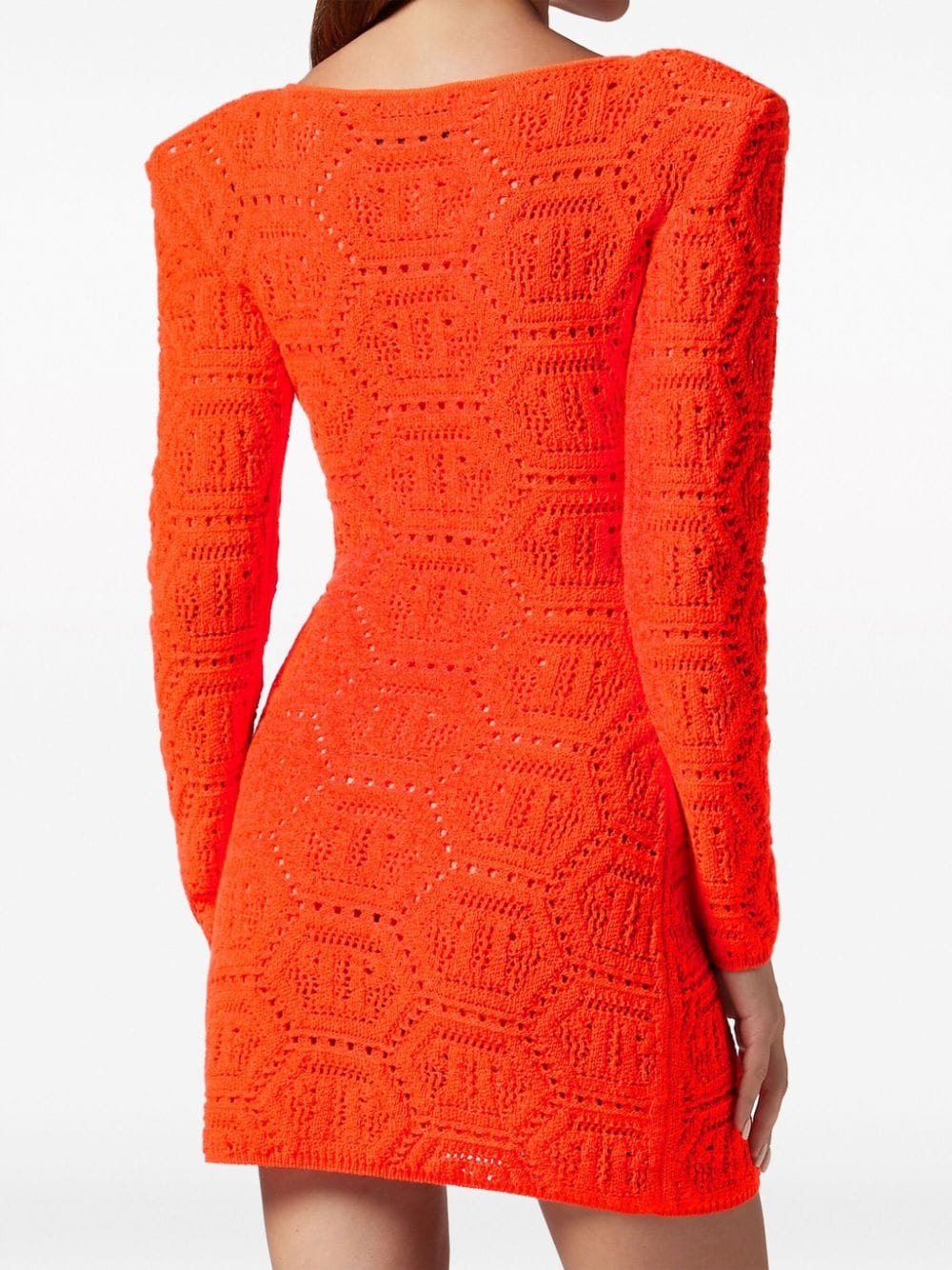monogram-intarsia shoulder-pads minidress - 4