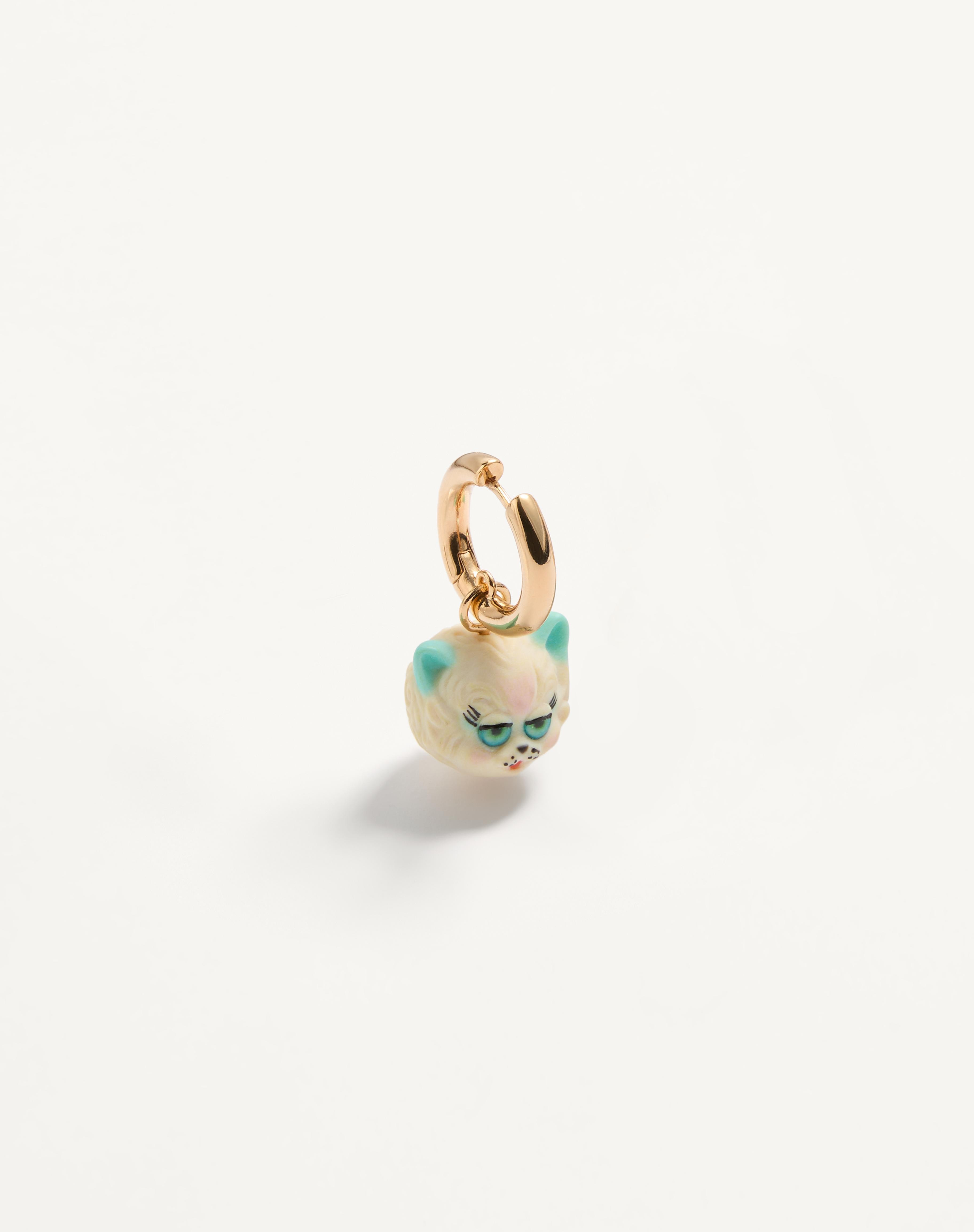LE CHAT DE LA MAISON SINGLE EARRING IN METAL AND NYLON - 4