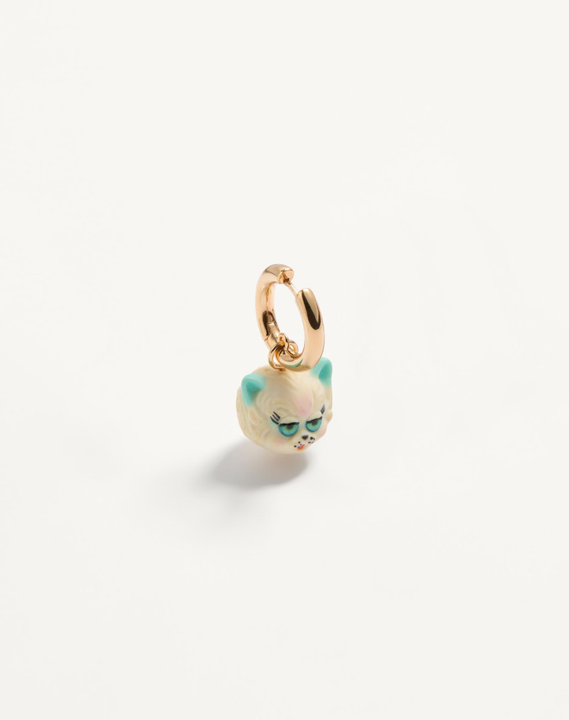 LE CHAT DE LA MAISON SINGLE EARRING IN METAL AND NYLON 4