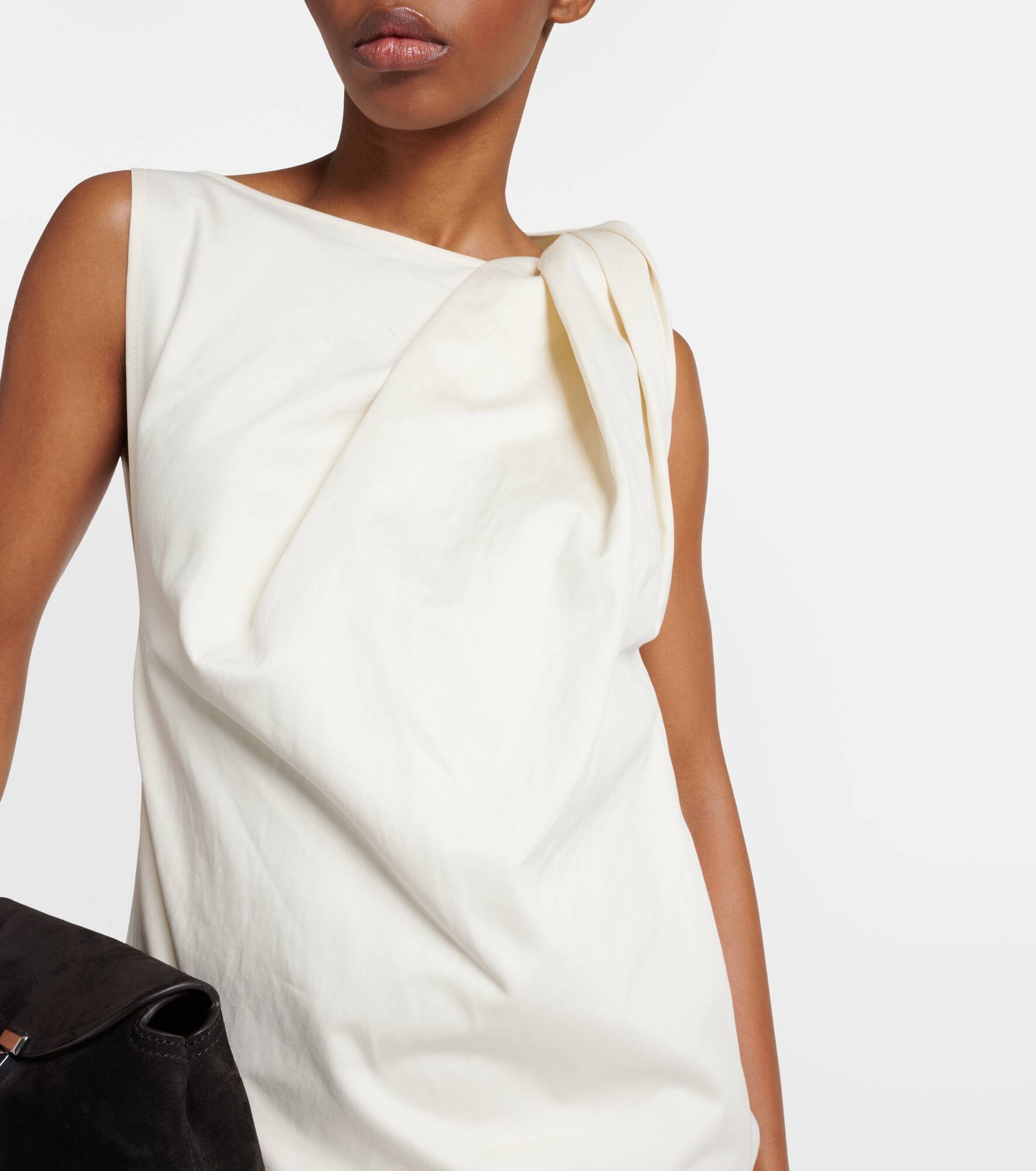 Draped cotton and linen minidress - 4