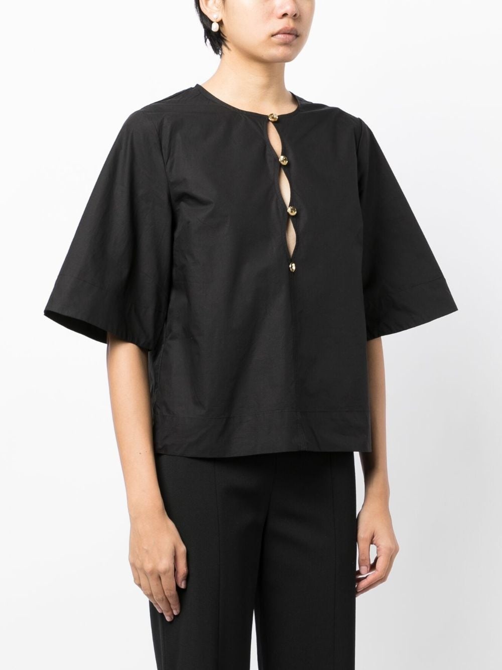 cut-out poplin blouse - 3