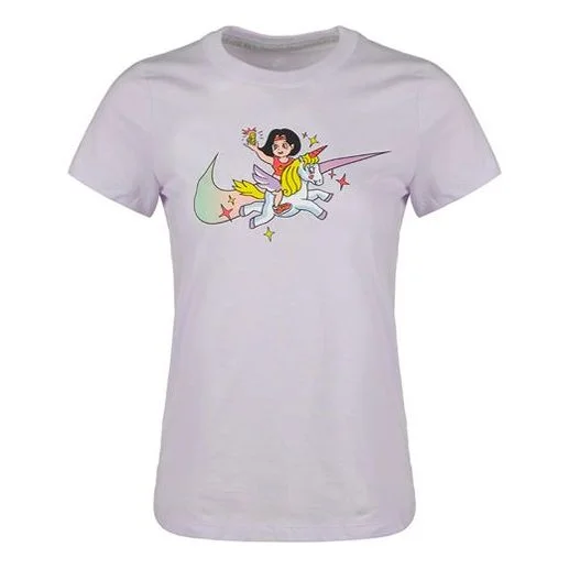 (WMNS) Nike Cartoon Logo Short Sleeve 'Purple' CW6758-571 - 1