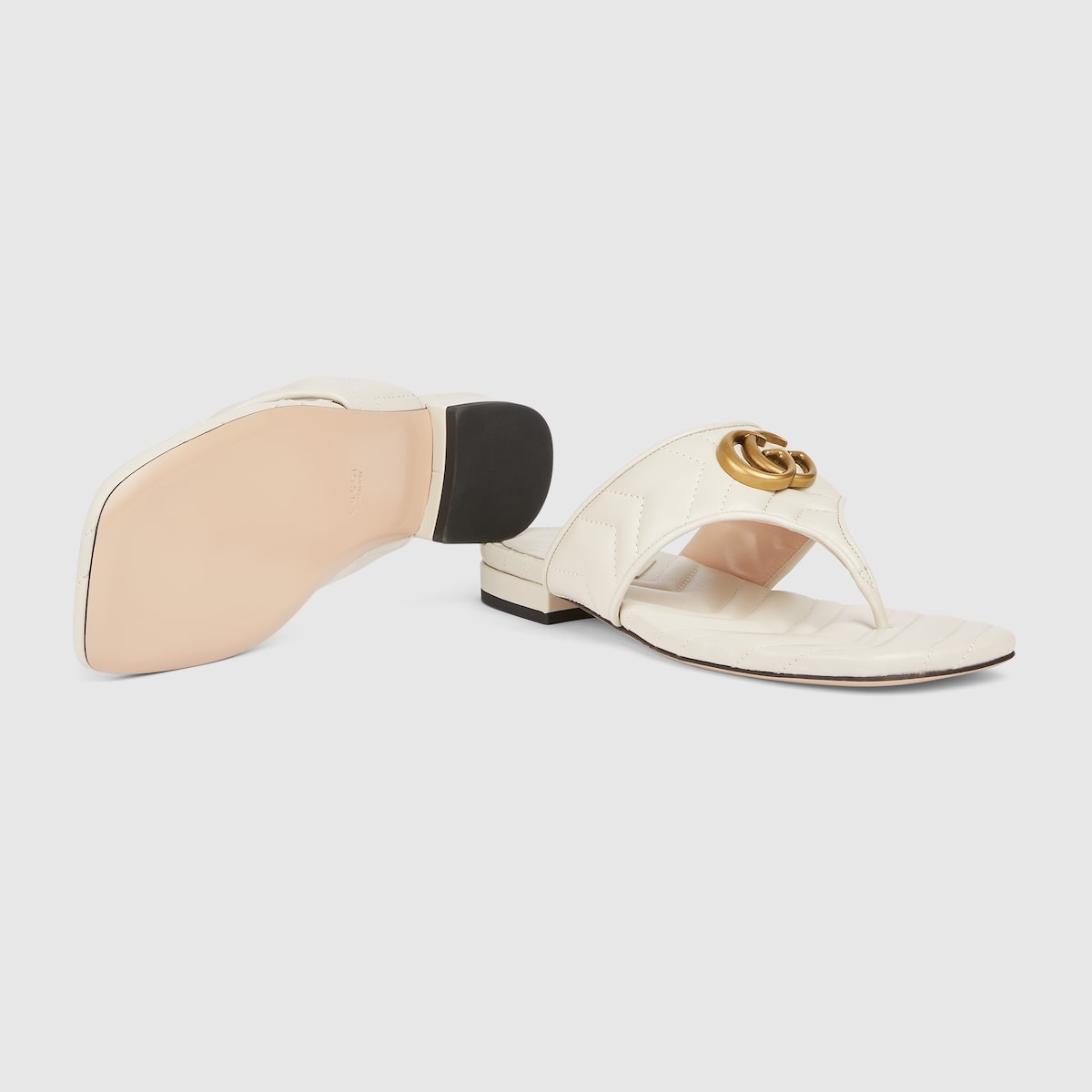 【GUCCI】DOUBLE G THONG SANDAL GUCCI Women's Double G thong sandal in light pink leather IT