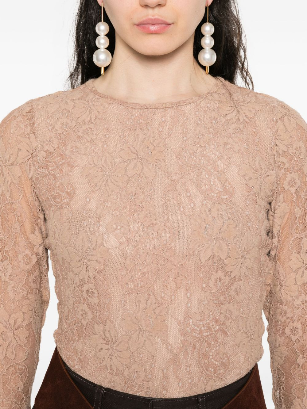 floral-lace bodysuit - 5