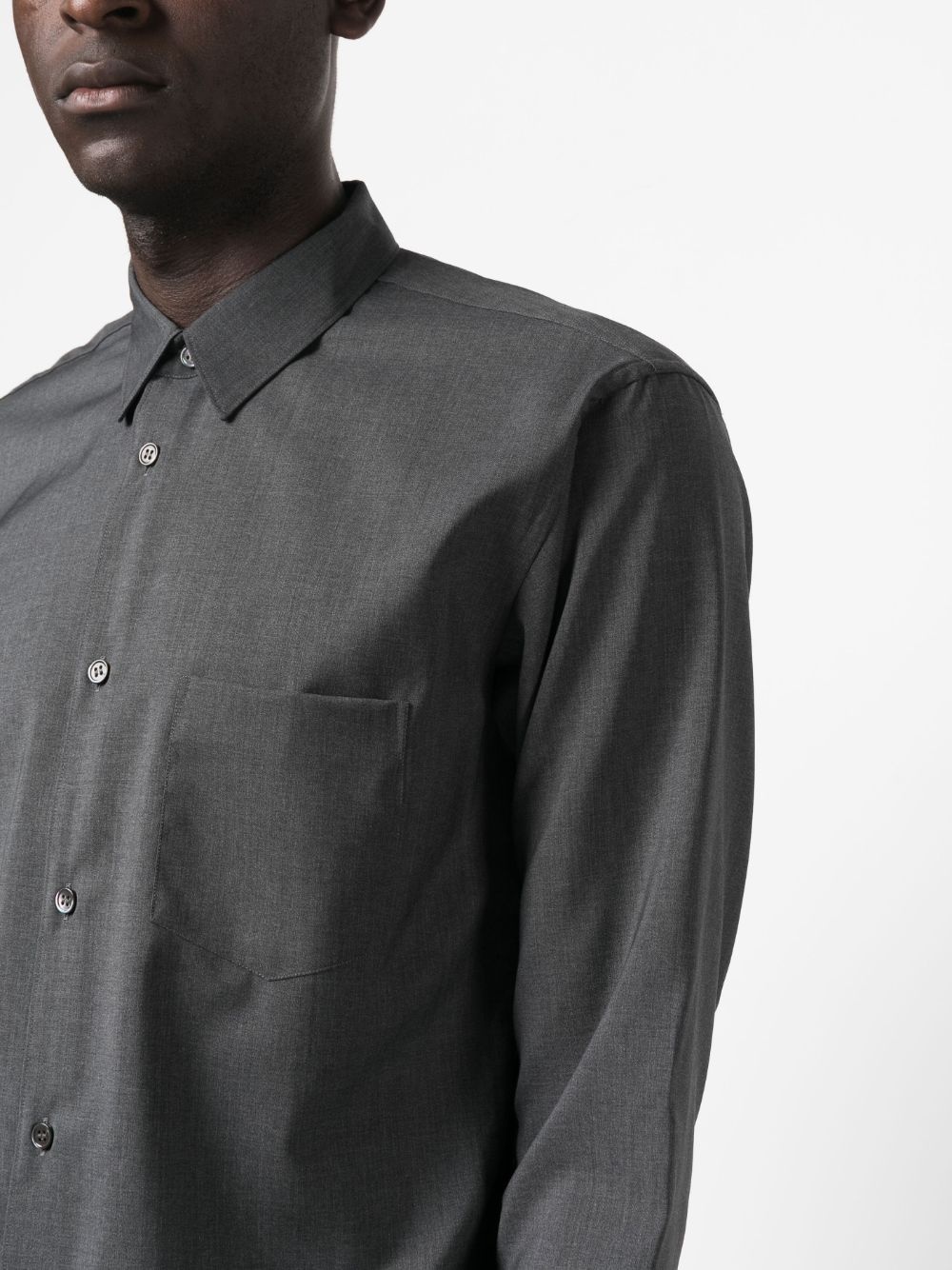 spread-collar wool shirt - 5