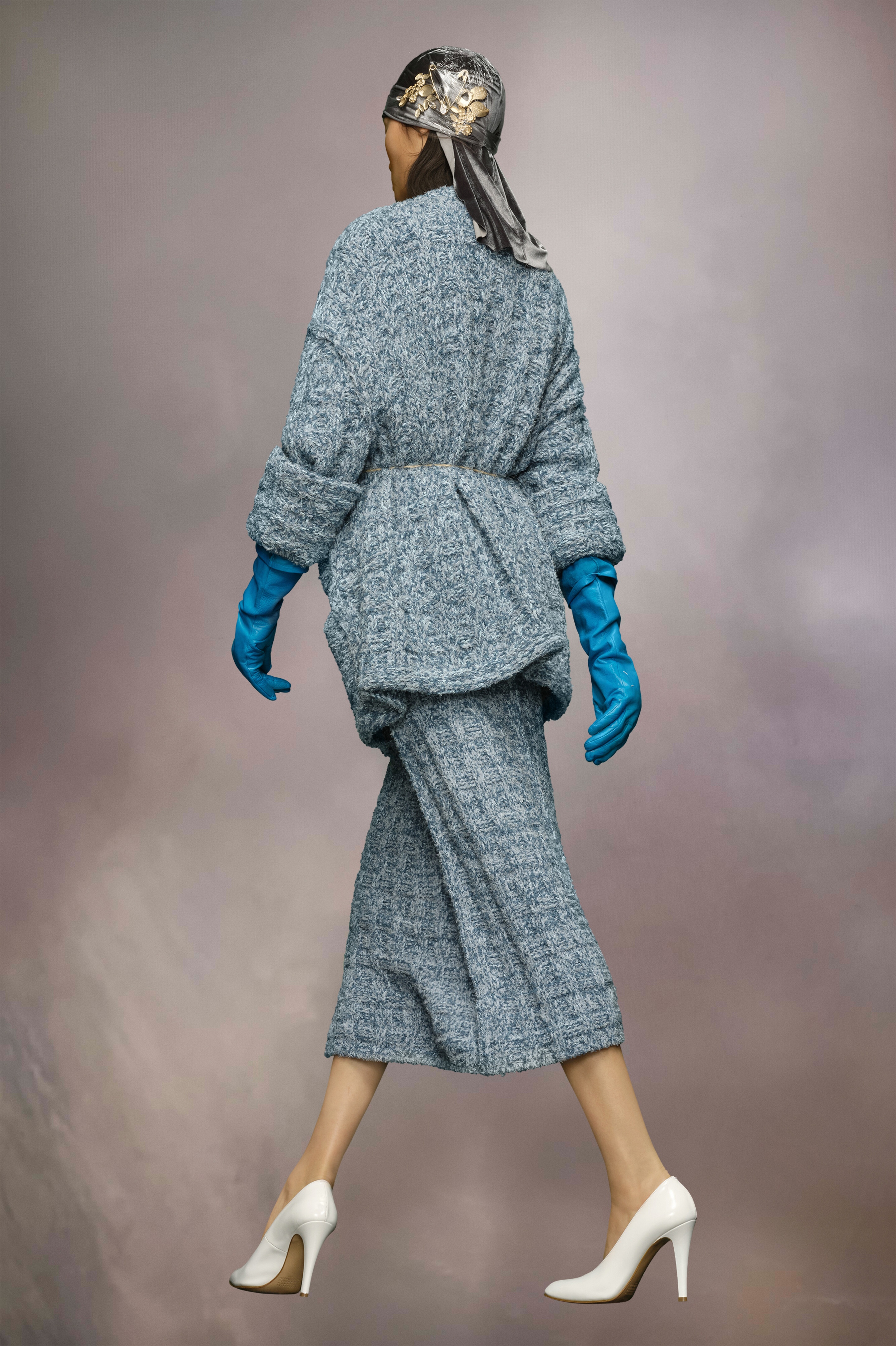 Handmade denim boucle cardigan - 4