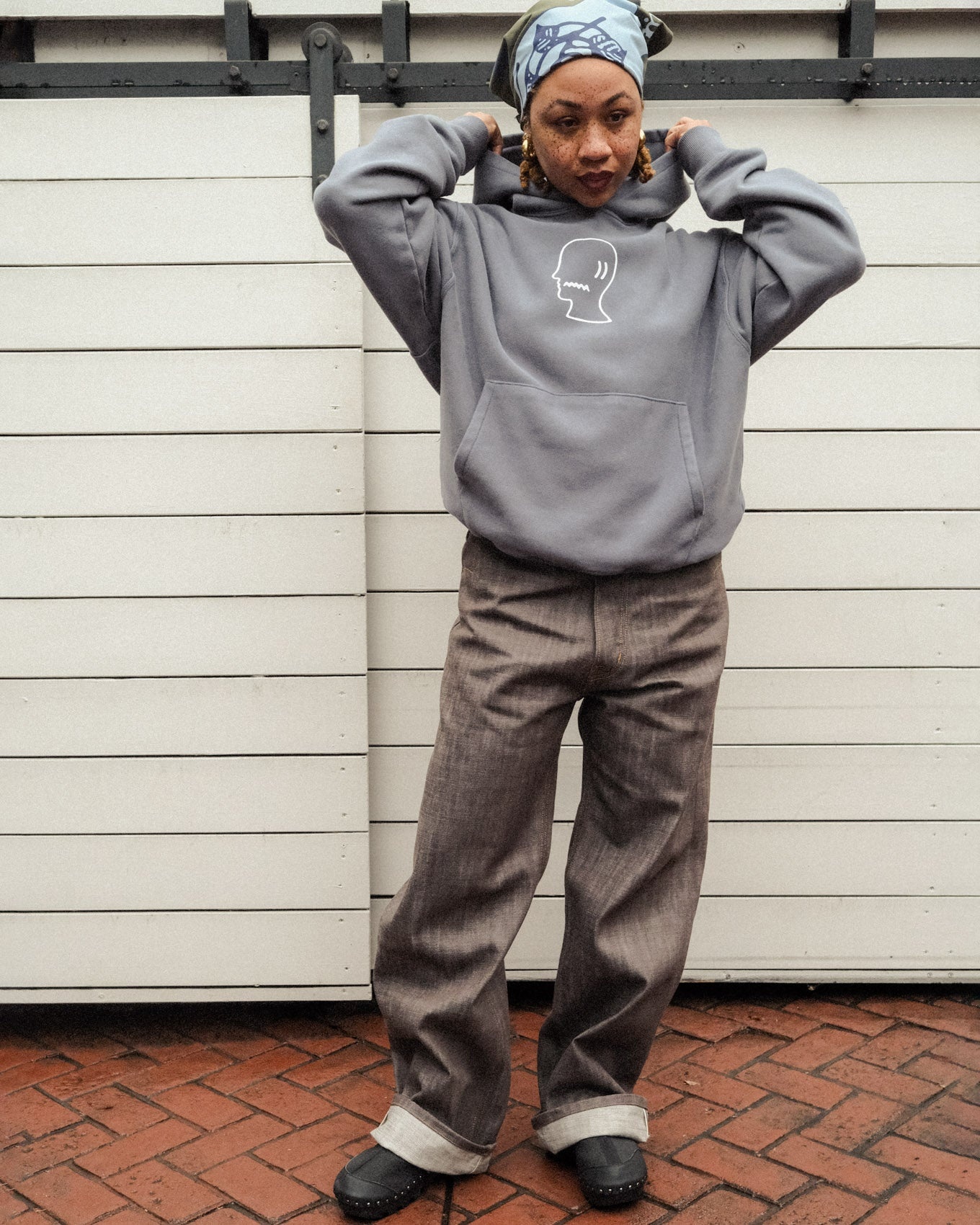 Brain Dead Logohead Hoodie - Slate - 5
