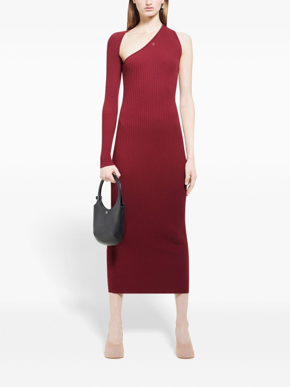 slash ribbed knit dress - 2