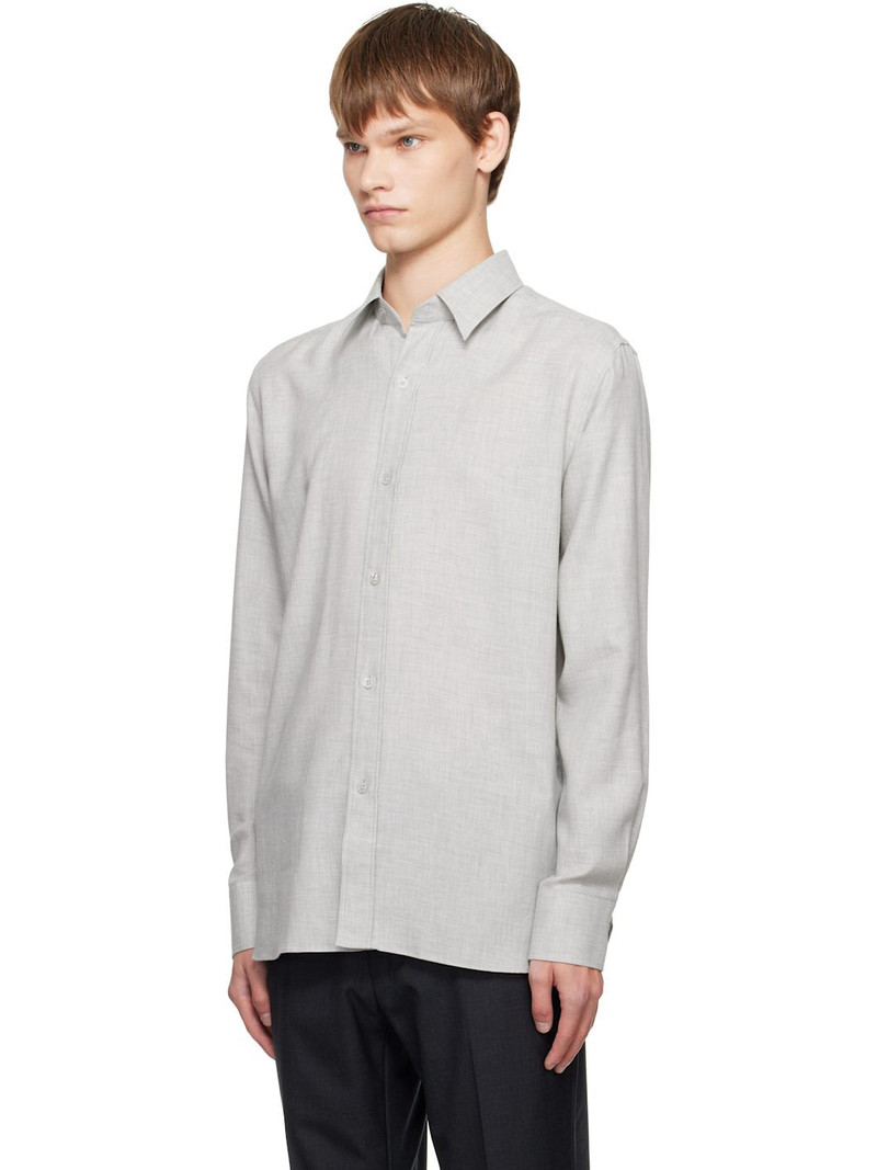 TOM FORD Gray Cashmere Melange Fluid Fit Shirt outlook
