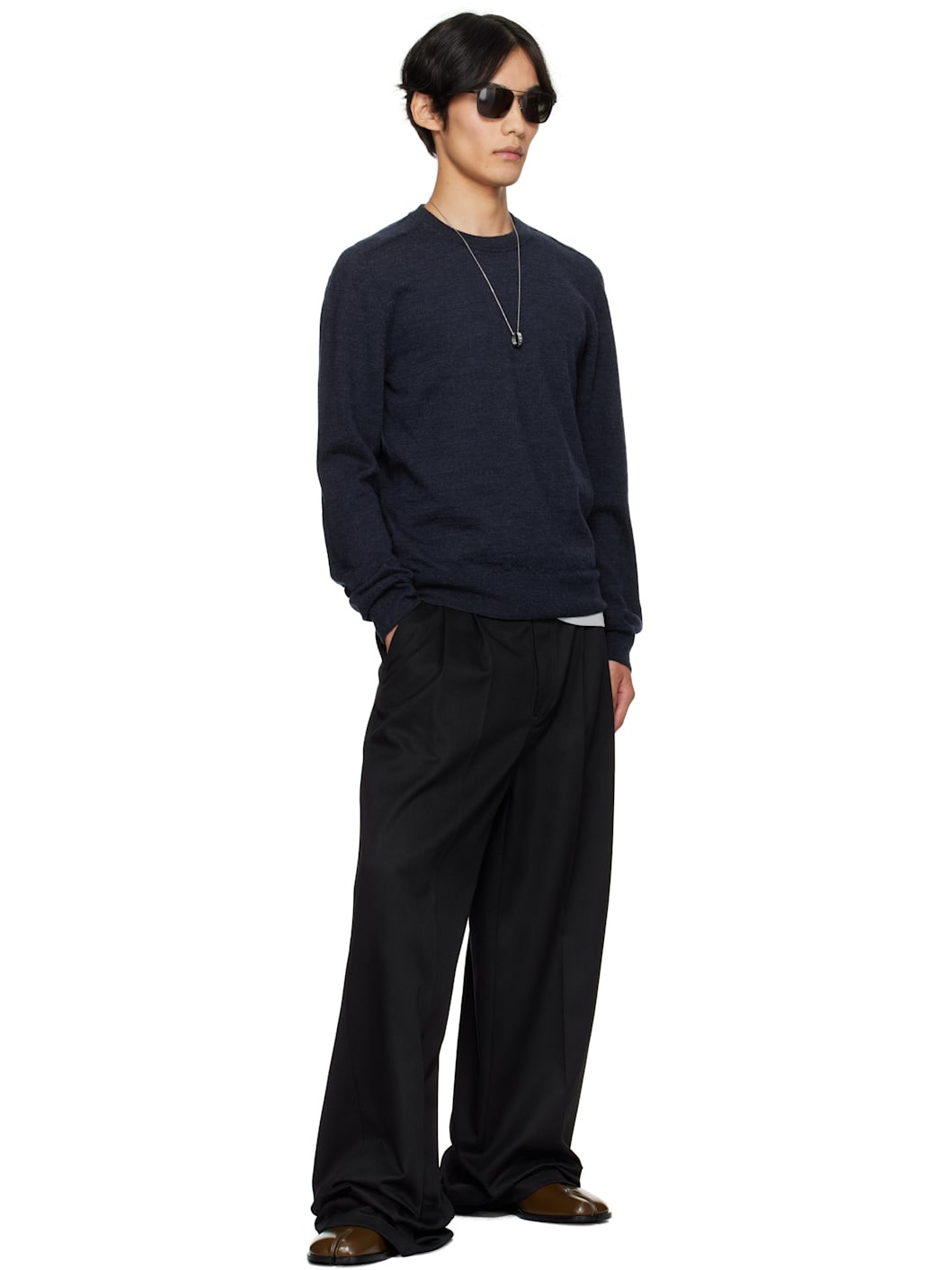 Navy Suede Elbow Patch Sweater - 4