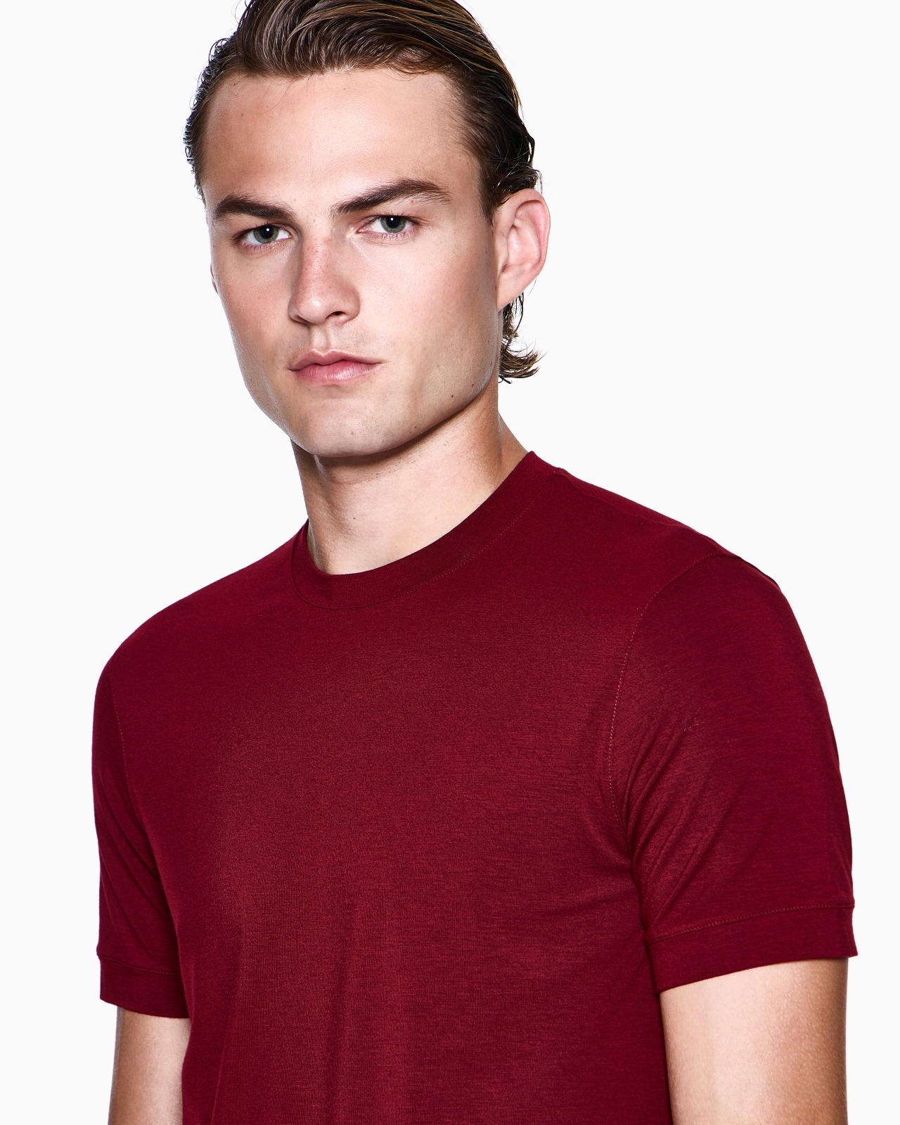 CREW-NECK SHORT-SLEEVED T-SHIRT IN STRETCH VISCOSE JERSEY - 5