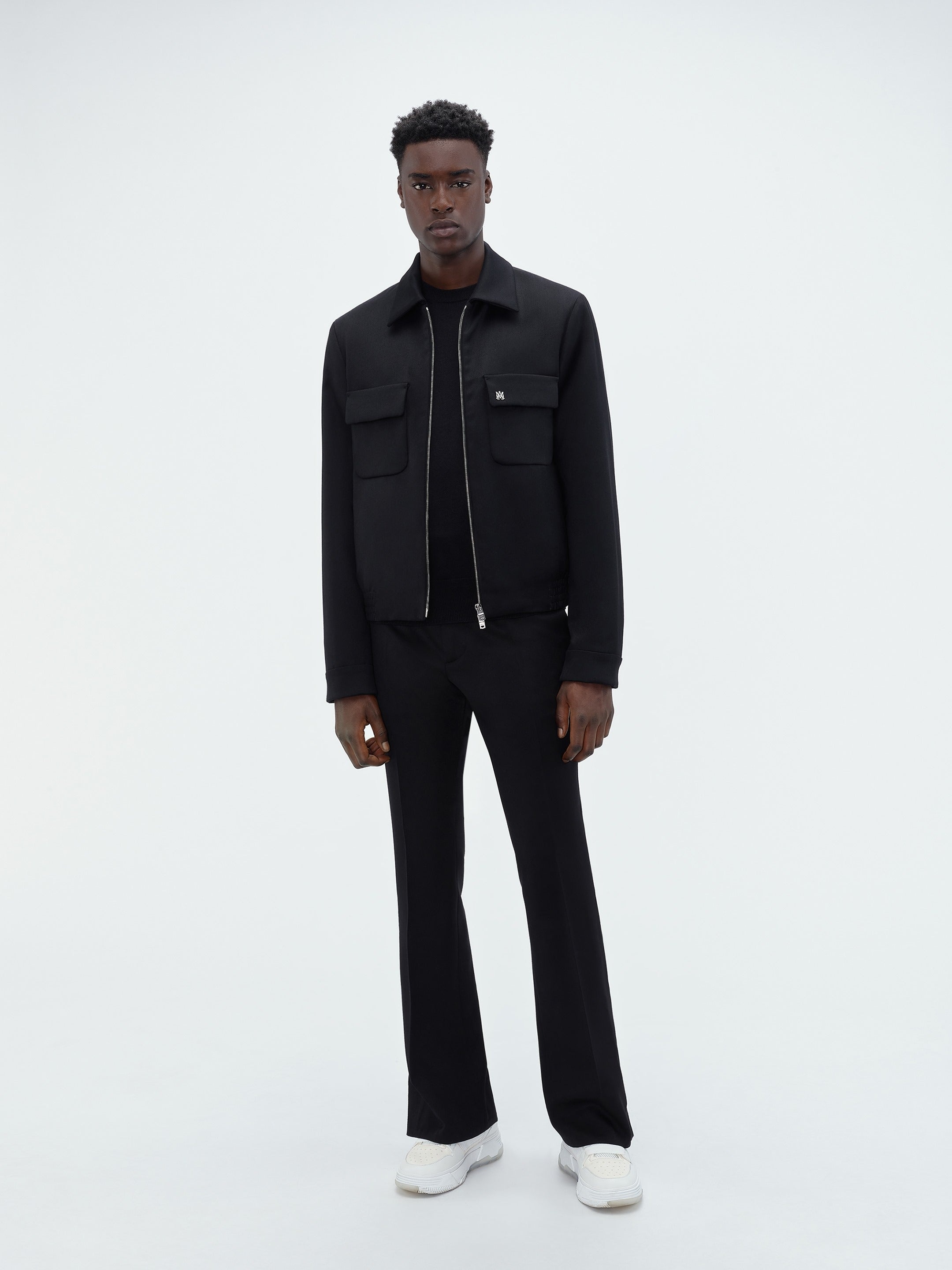 DOUBLE POCKET ZIP BLOUSON-BLACK - 2