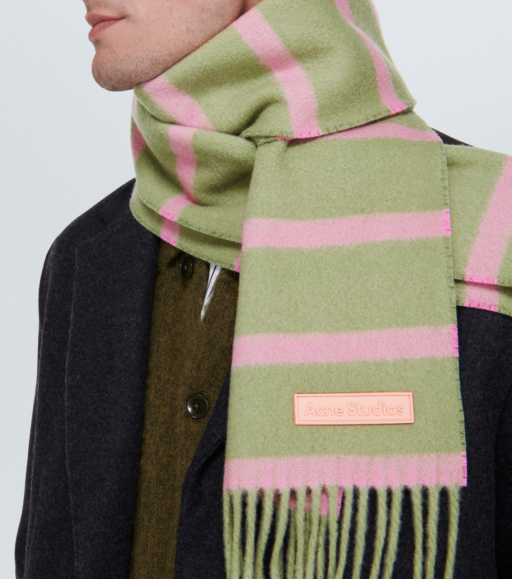 Striped fringed-edge wool scarf - 2