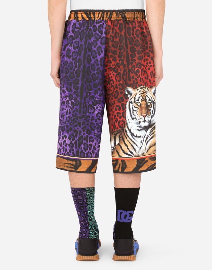 Technical jersey jogging shorts with tiger print - 2