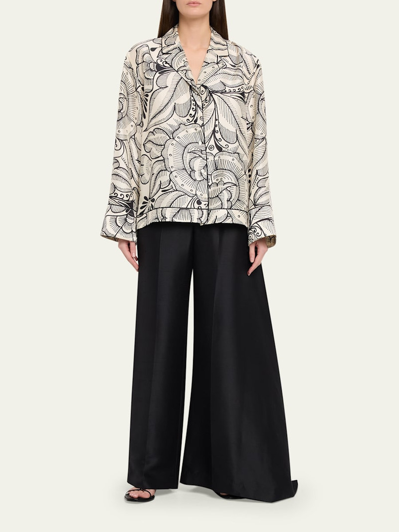 HEIRLOME Bernardina Abstract-Print Silk Button-Down Shirt outlook
