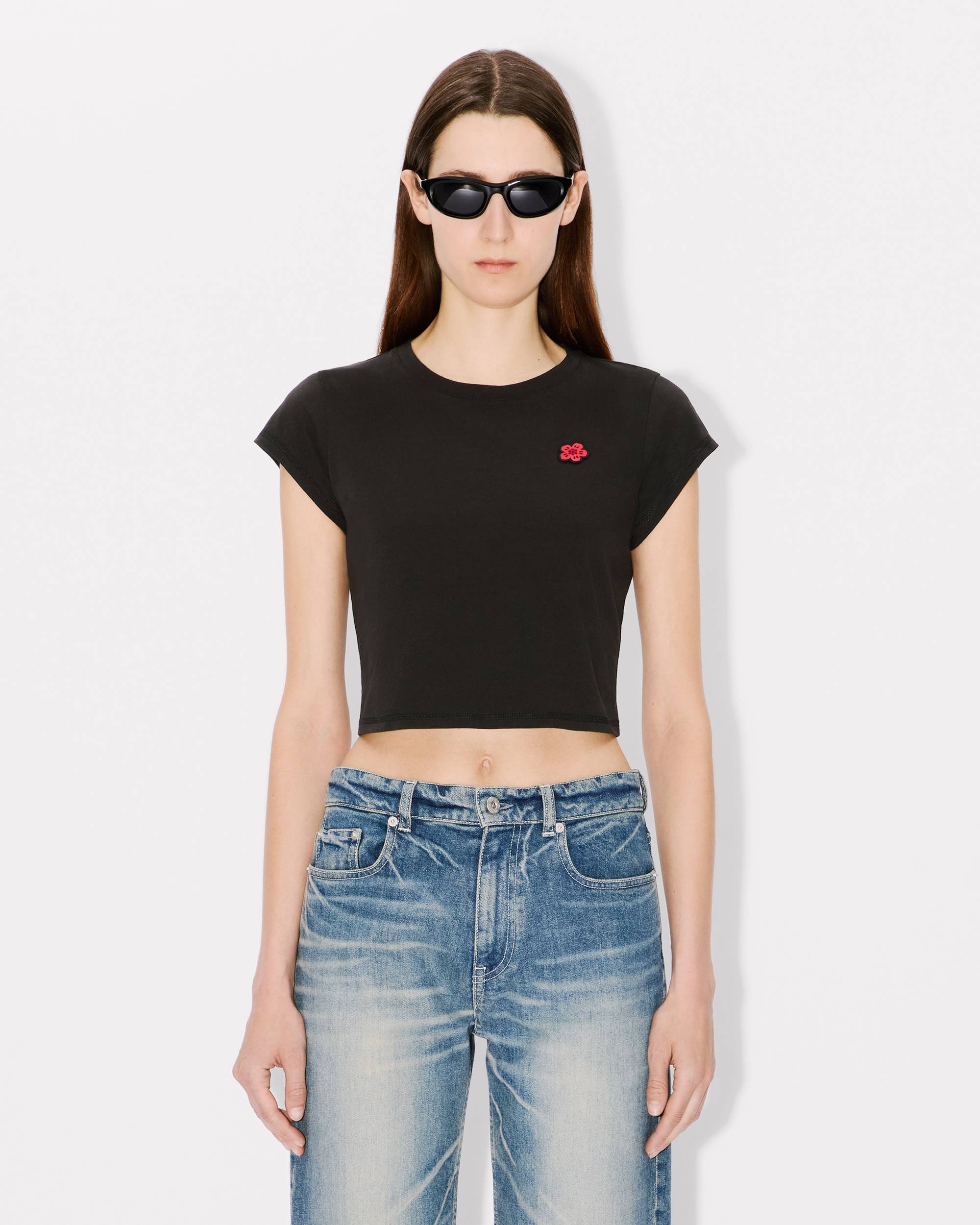 'Boke Flower' cropped embroidered T-shirt - 3