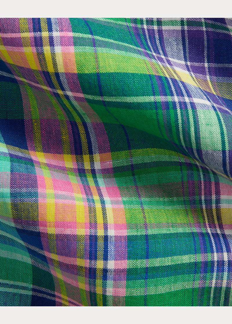 Classic Fit Plaid Slub Linen Shirt 7
