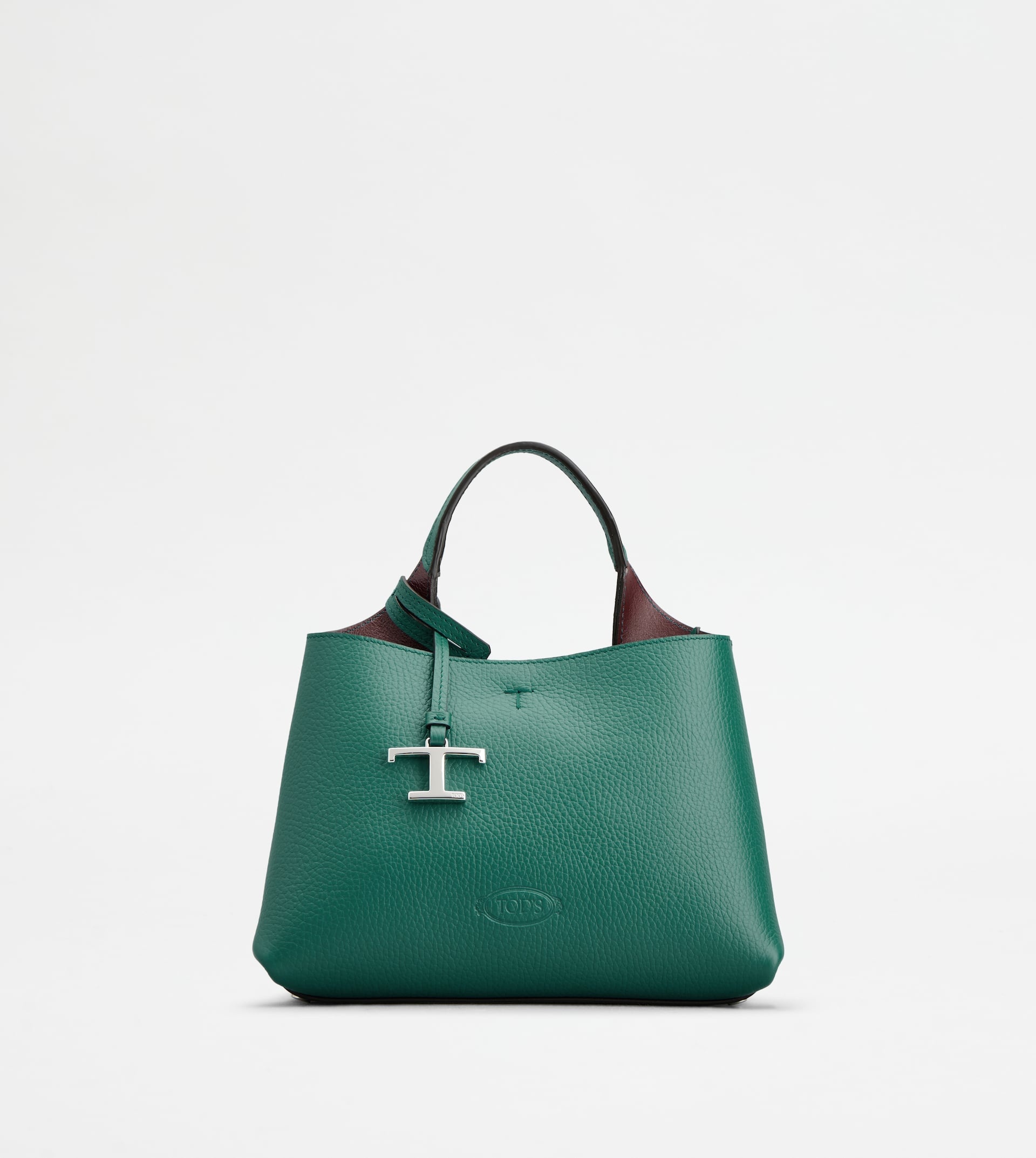 BAG IN LEATHER MICRO - BURGUNDY, GREEN - 1