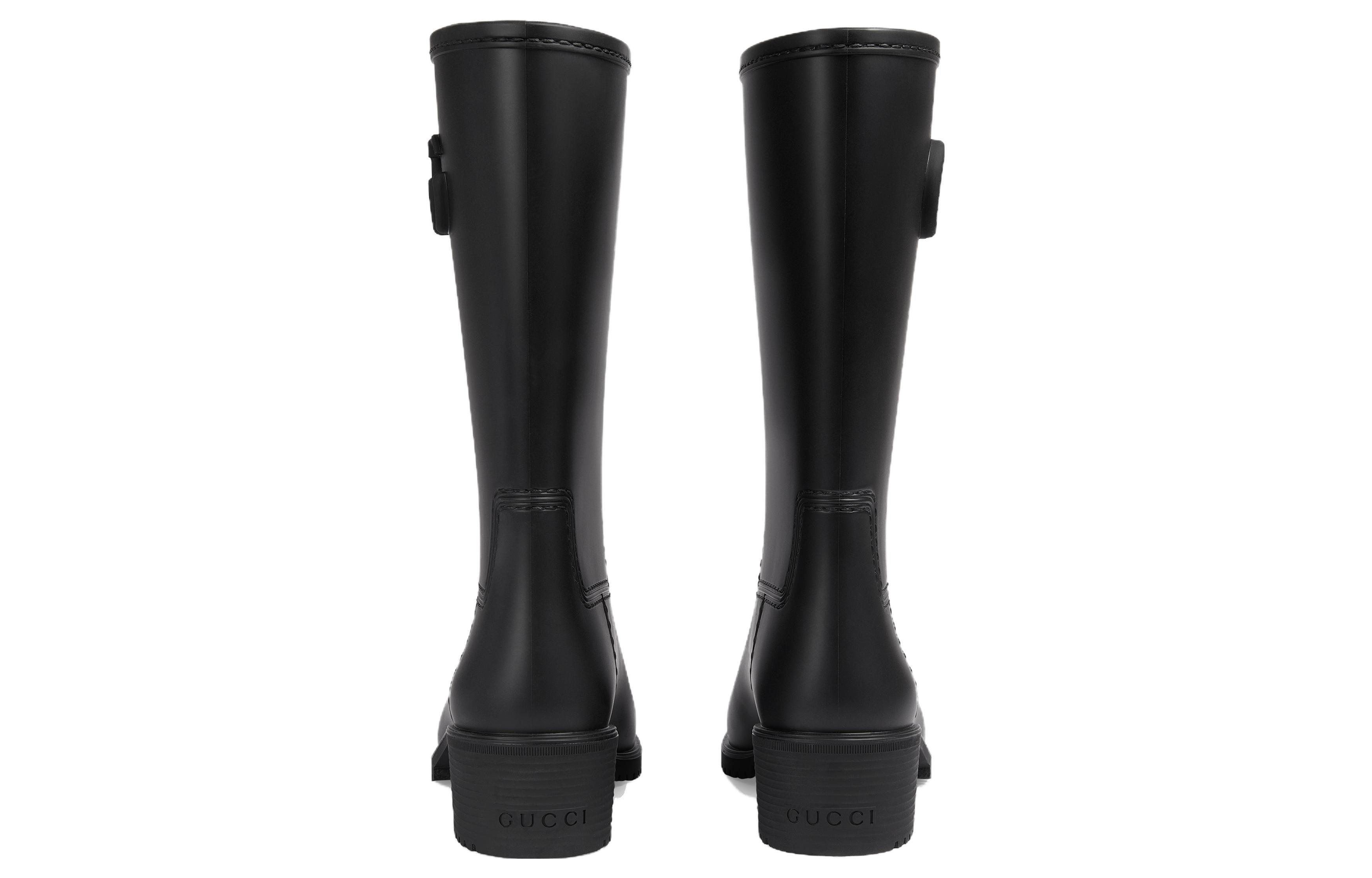 (WMNS) Gucci Double G Rain Boot 'Black Rubber' 762700-J8710-1000 - 5