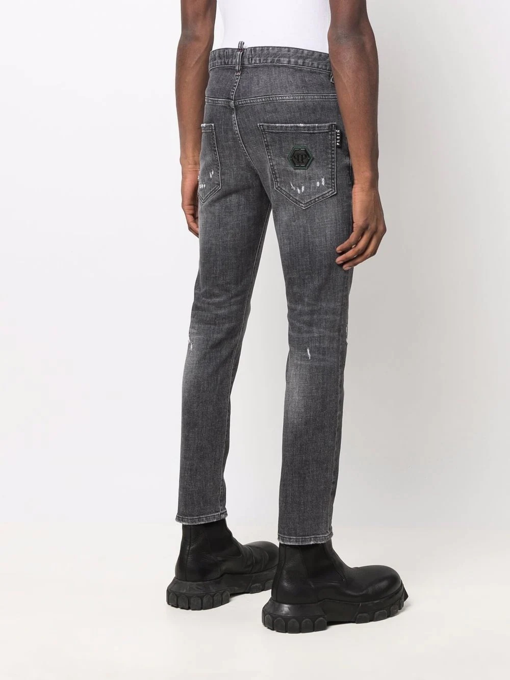 skinny-cut washed jeans - 4