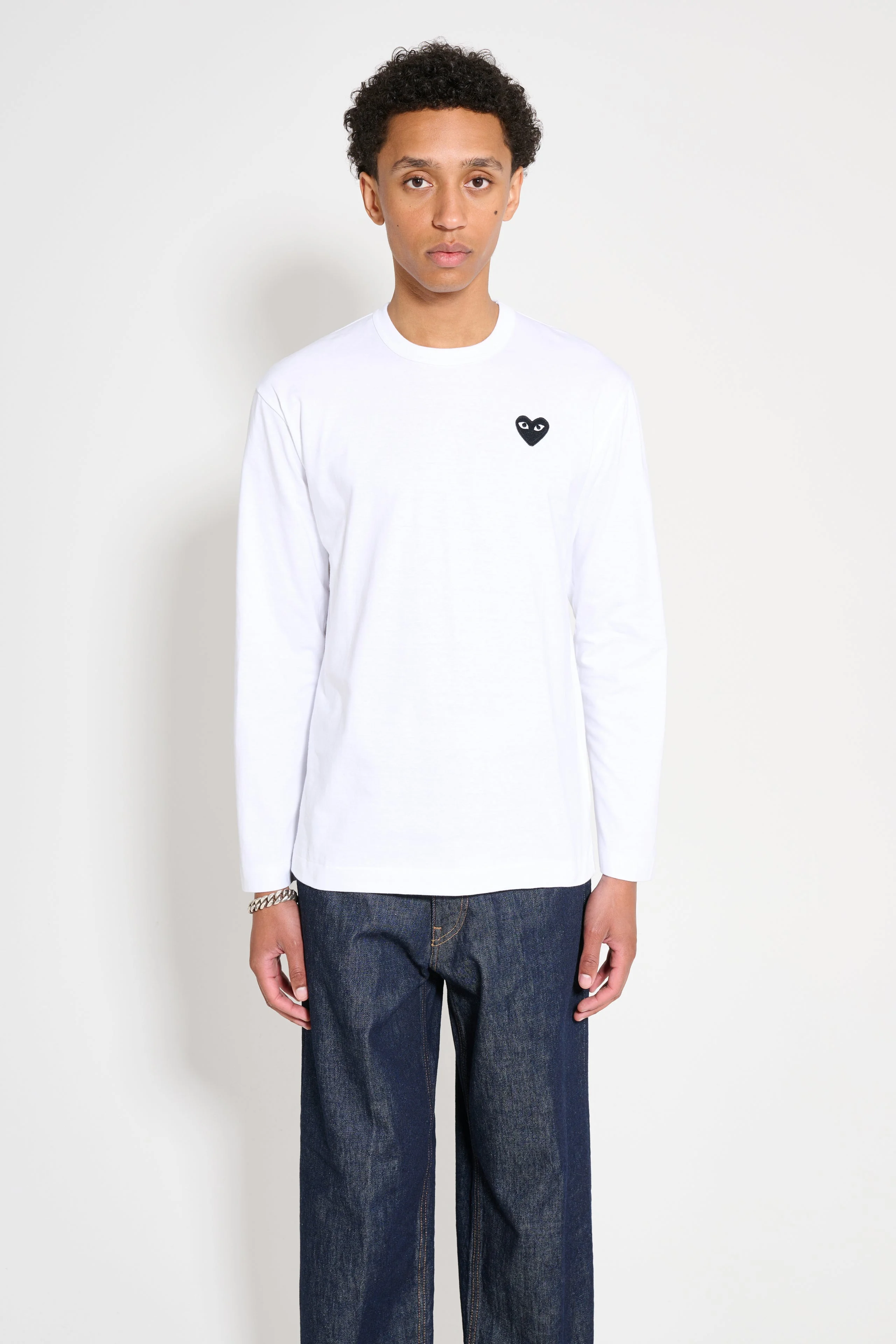 COMME DES GARÇONS PLAY SMALL HEART LS T-SHIRT WHITE - 1