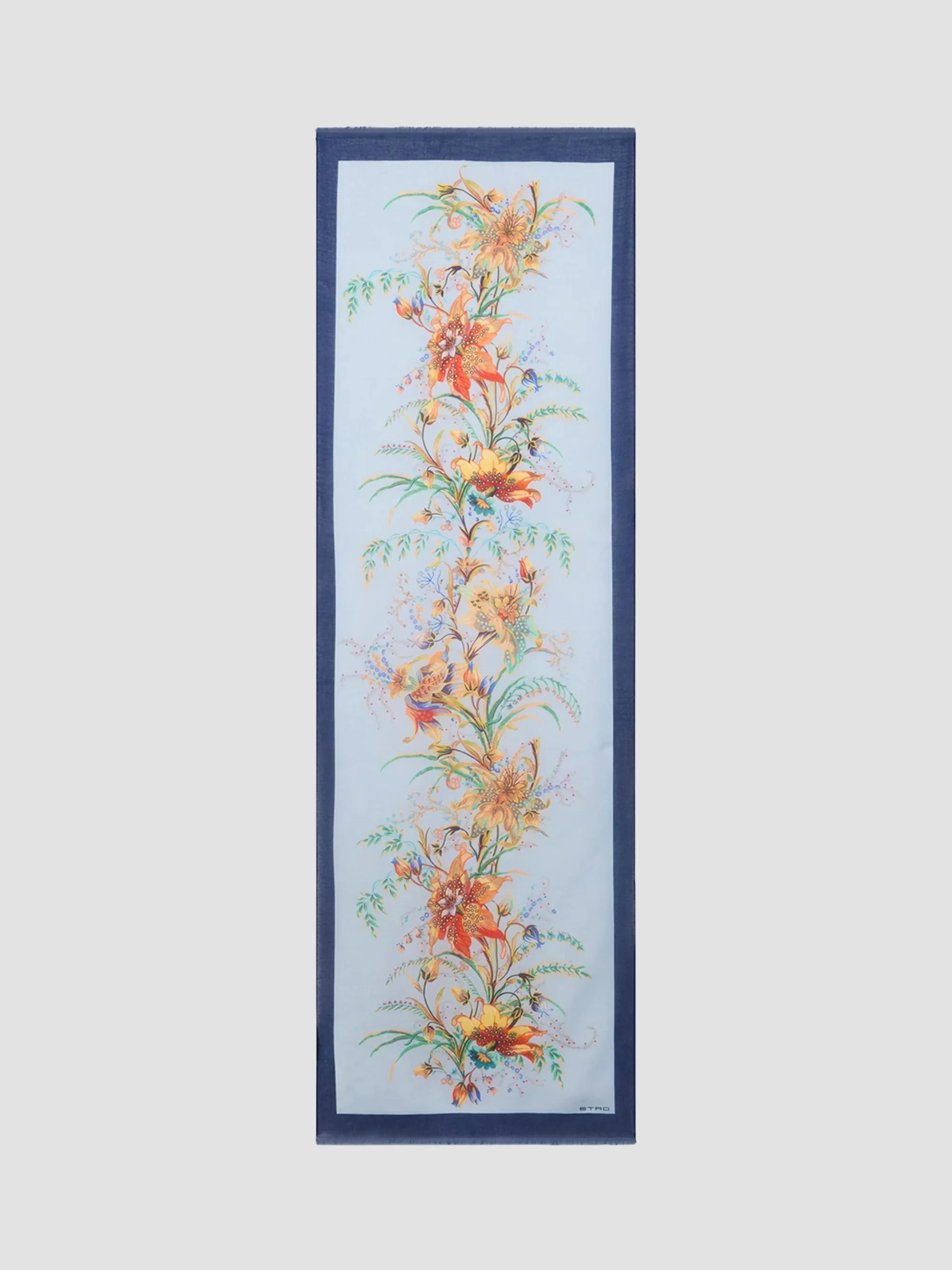 Women's Floral Scarf - Light Blue - 1